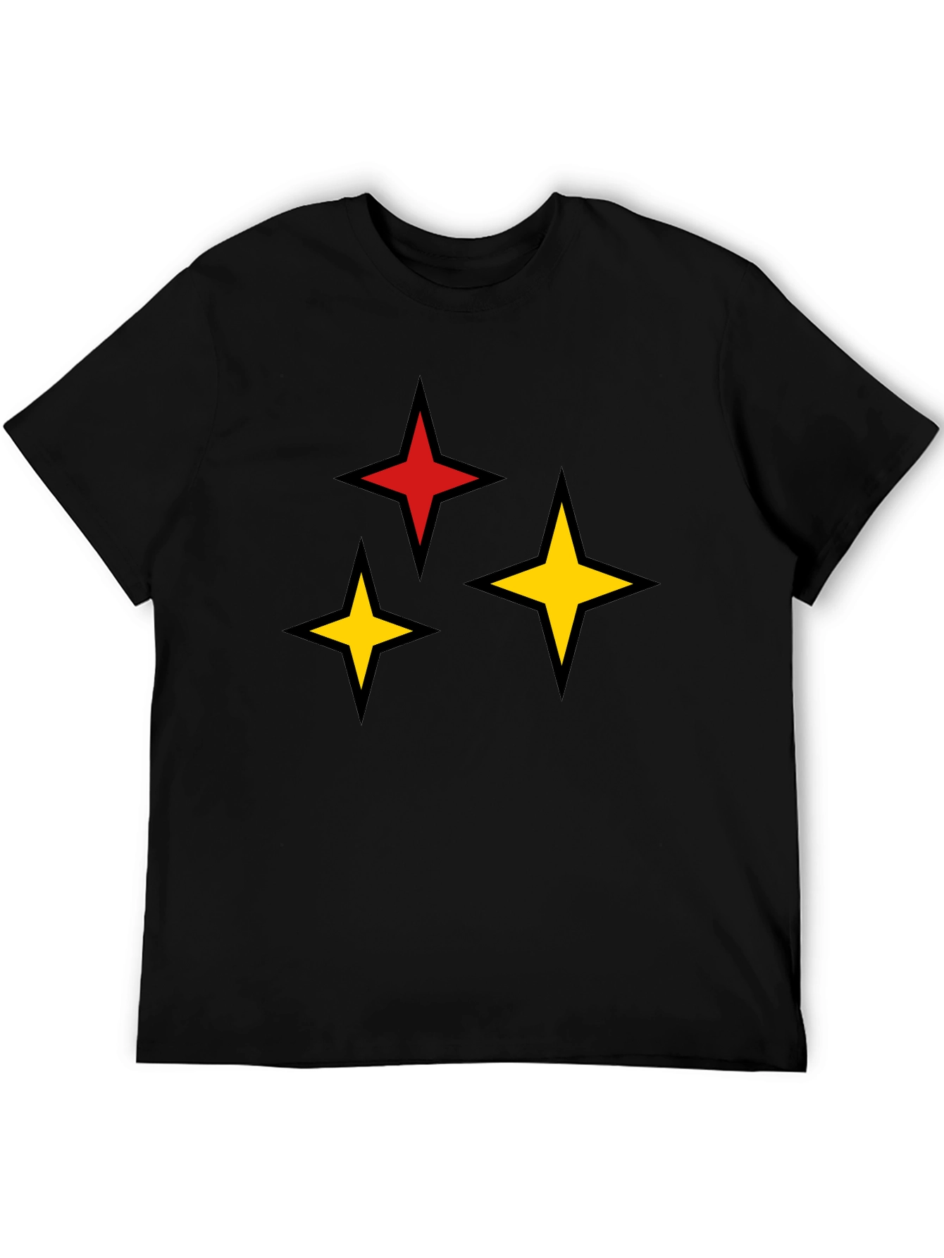 Star Motif Black T-Shirt