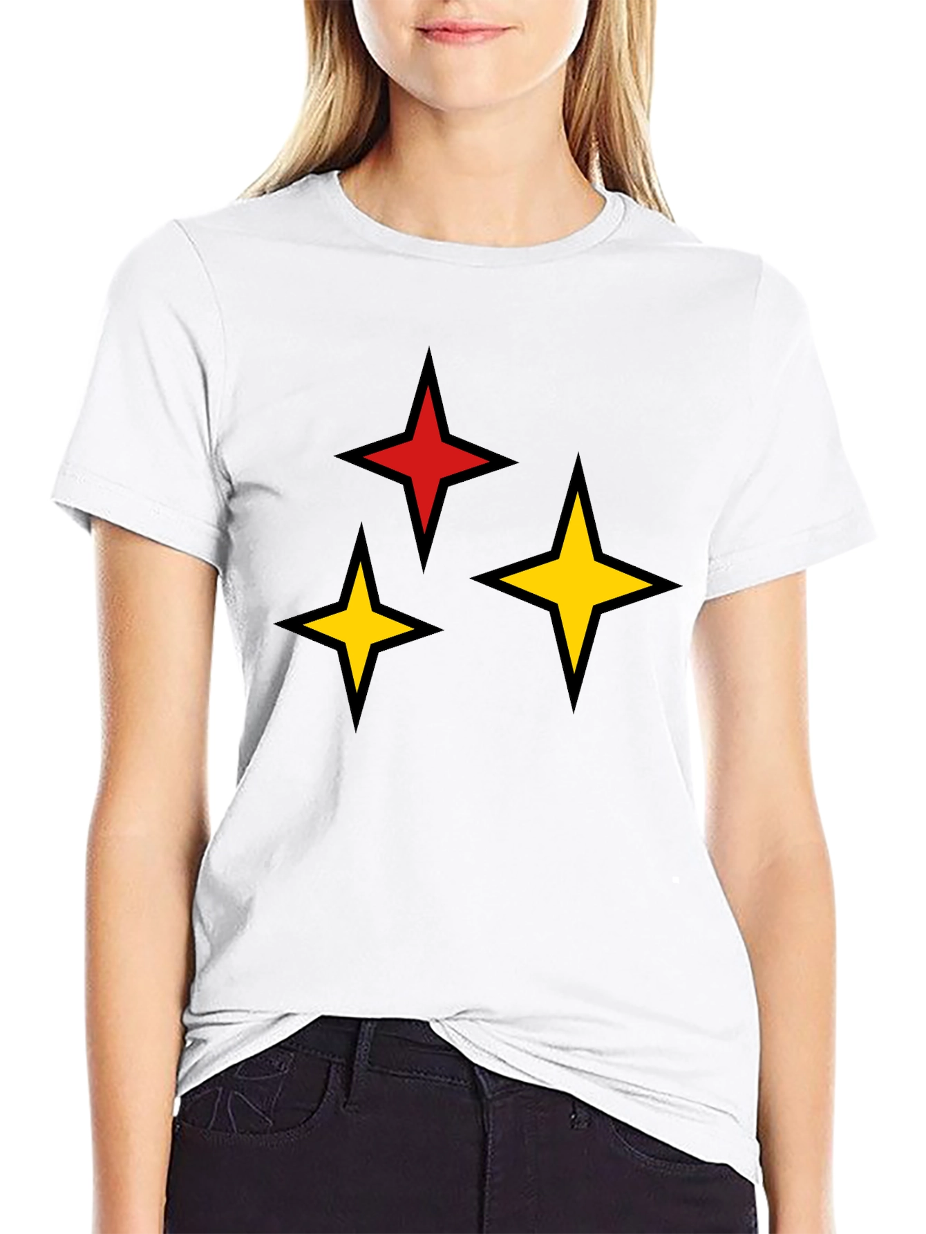 Star Motif Black T-Shirt