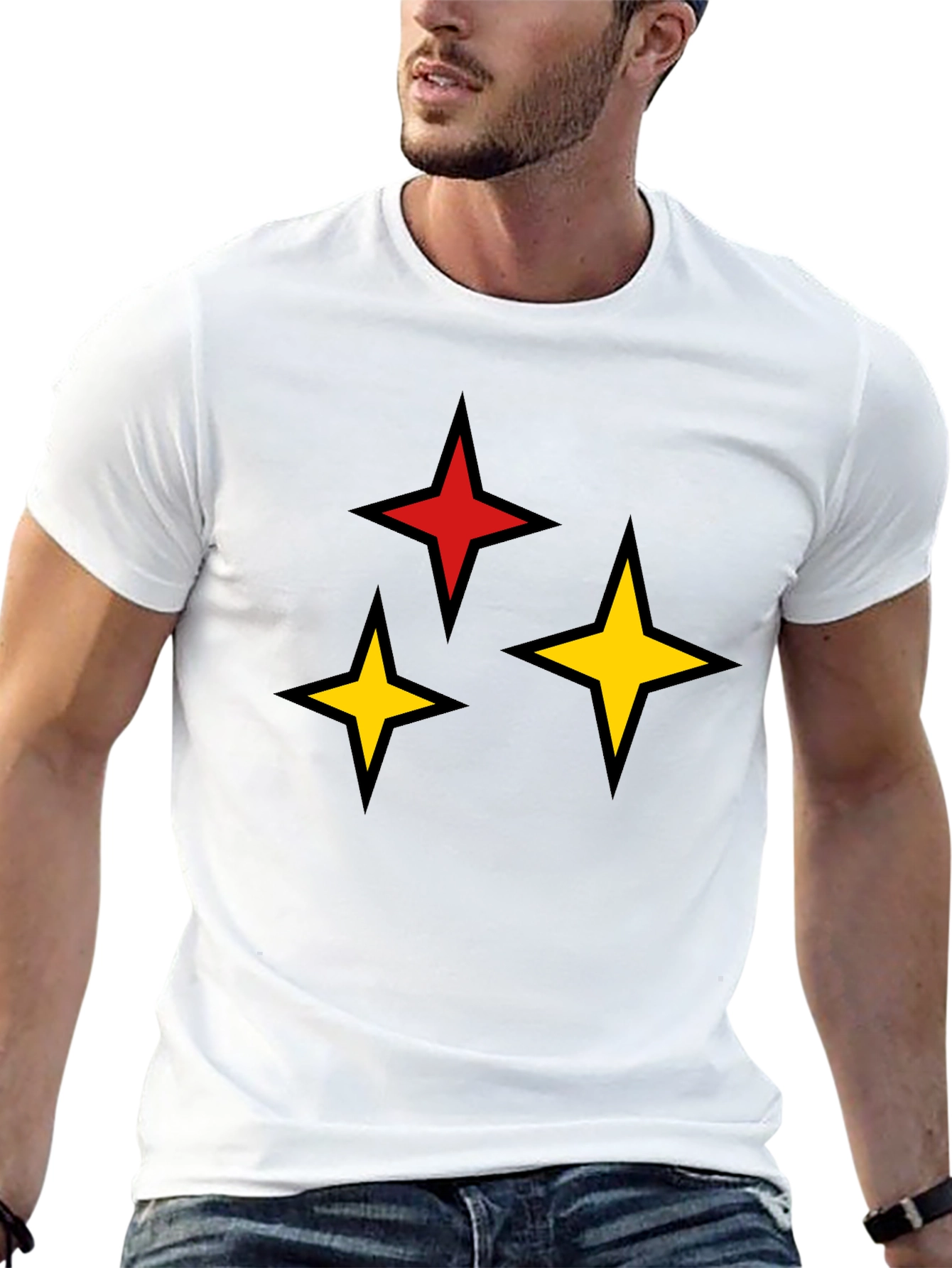 Star Motif Black T-Shirt