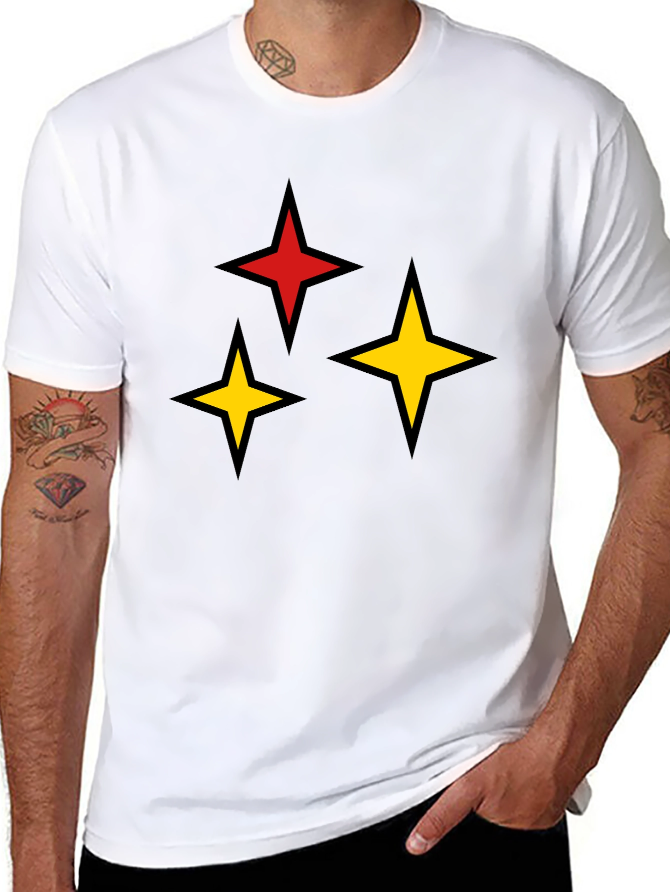 Star Motif Black T-Shirt