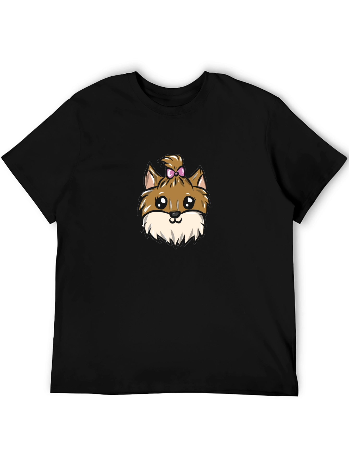 Cute Dog Cartoon Black T-Shirt