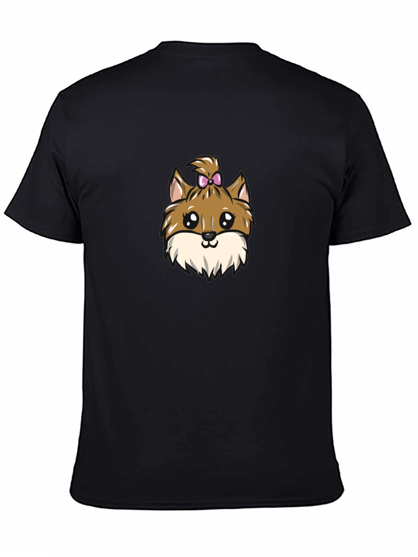 Cute Dog Cartoon Black T-Shirt