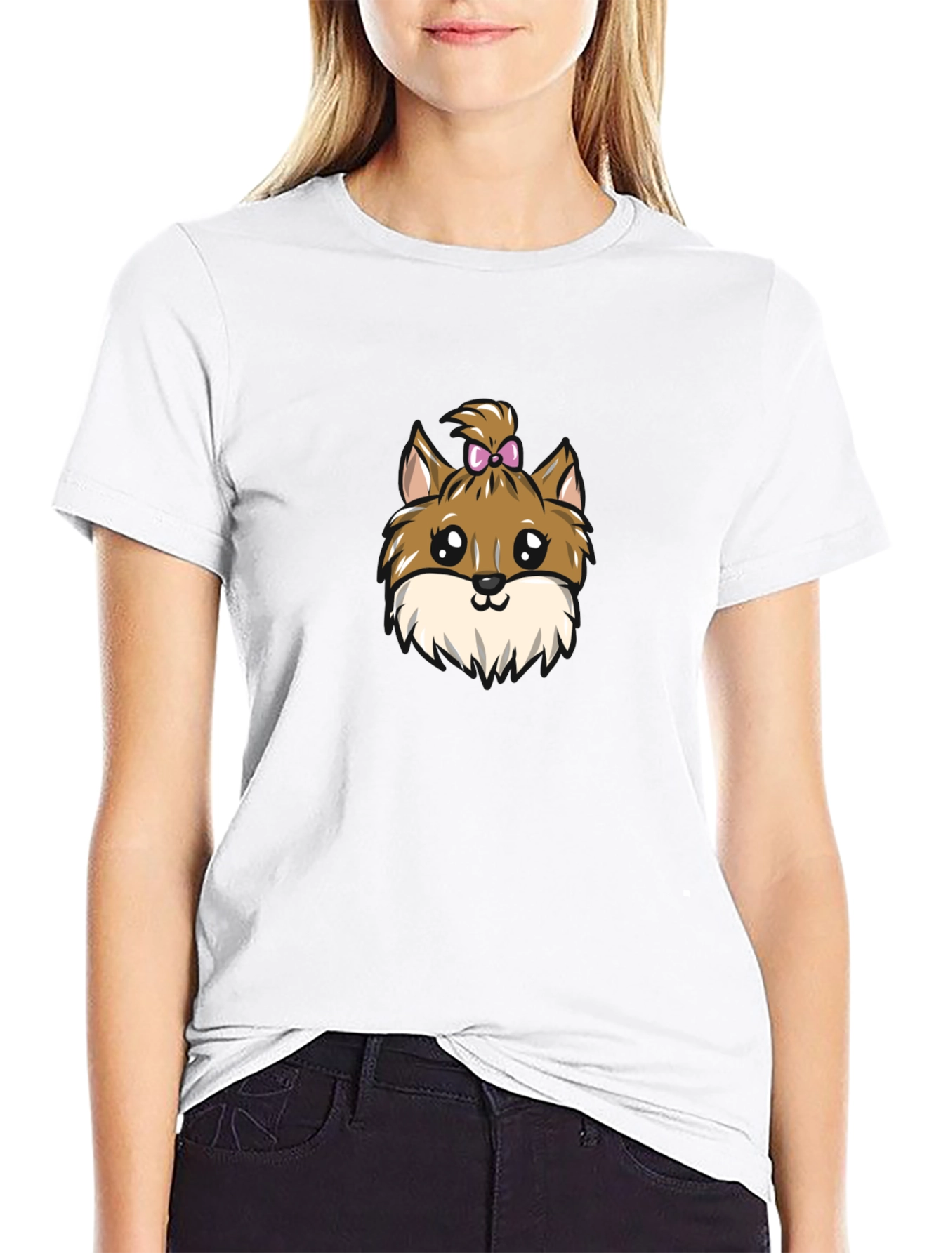 Cute Dog Cartoon Black T-Shirt