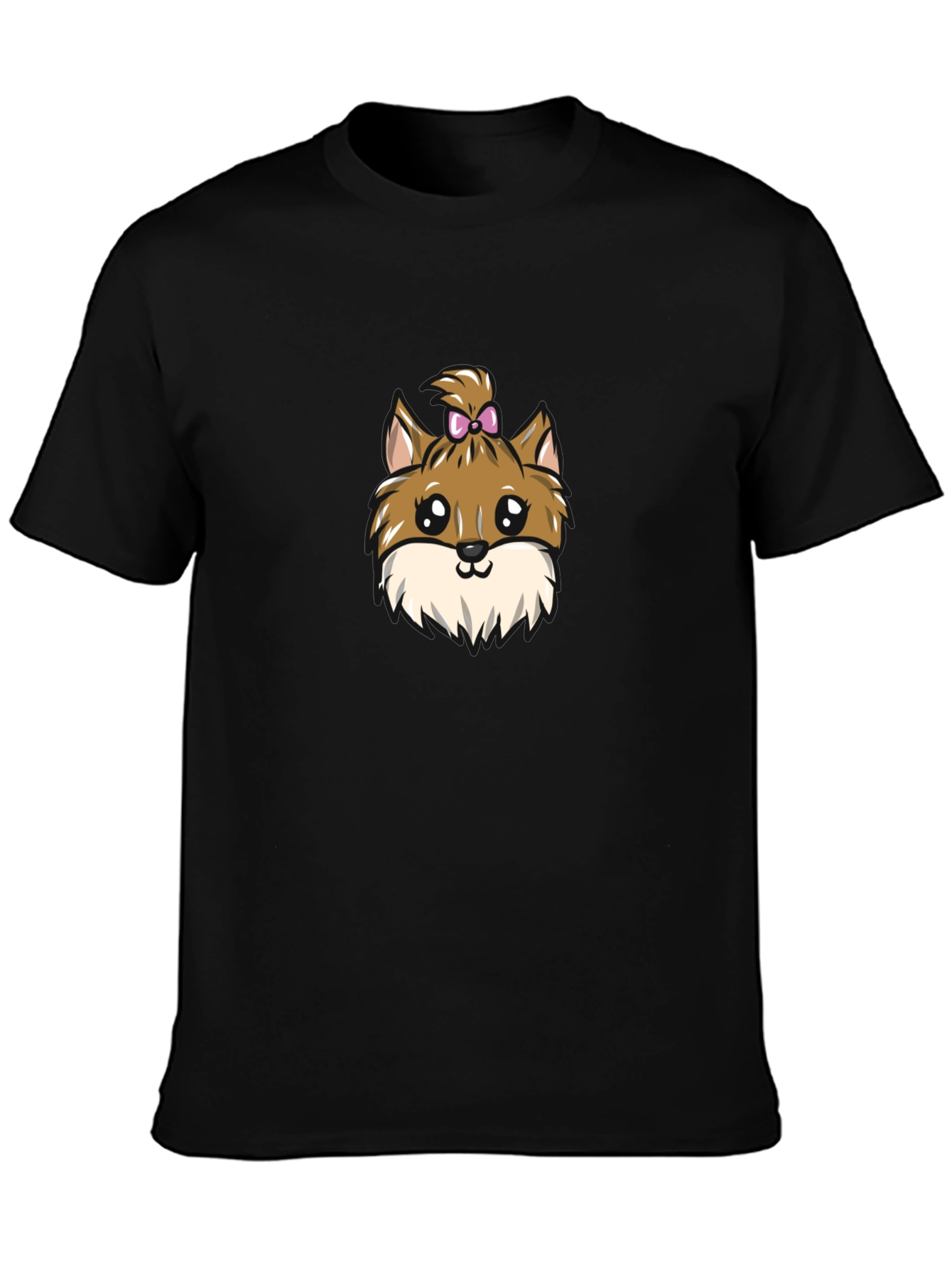 Cute Dog Cartoon Black T-Shirt