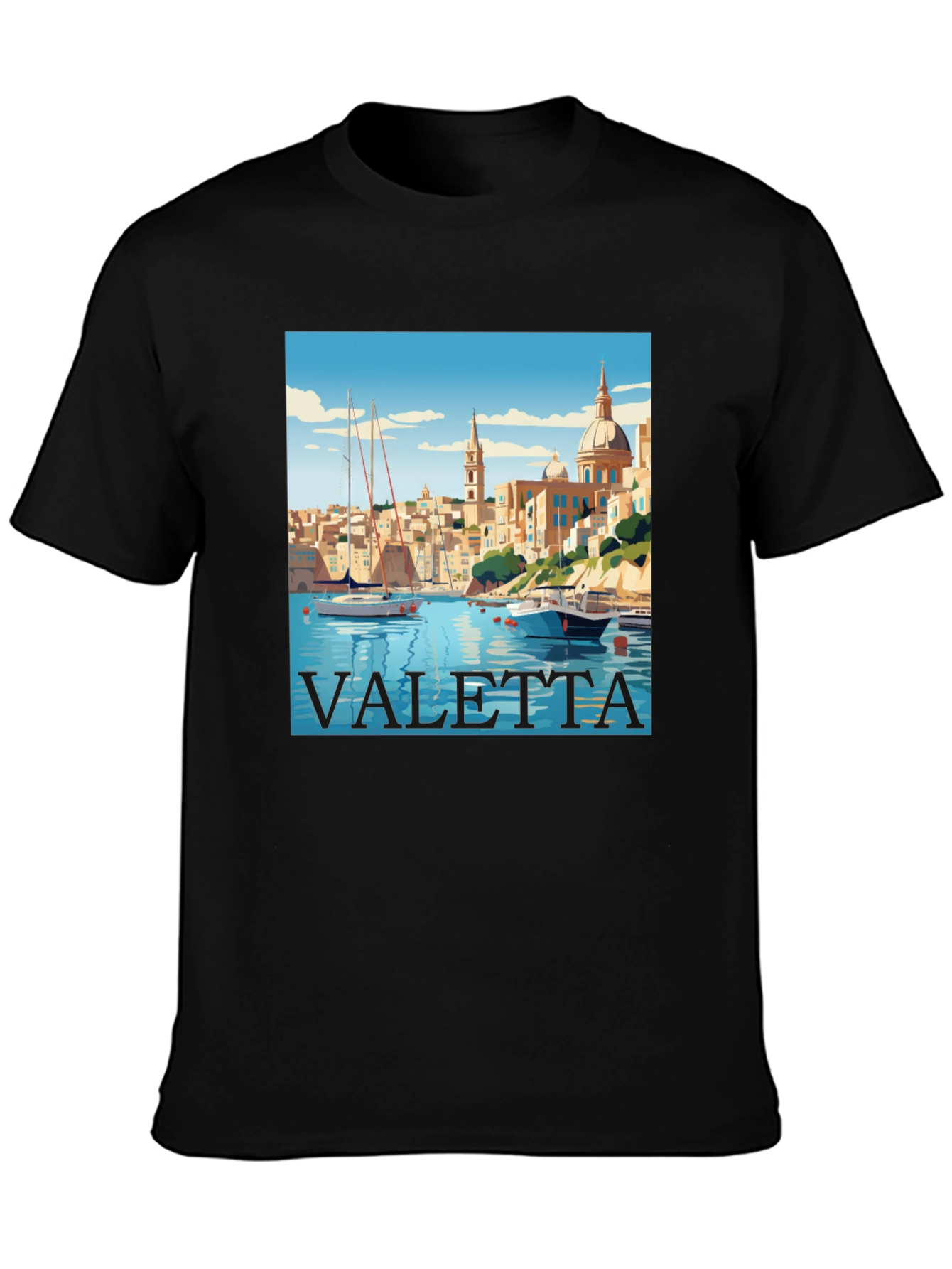 Valetta Malta Graphic T-Shirt - Black