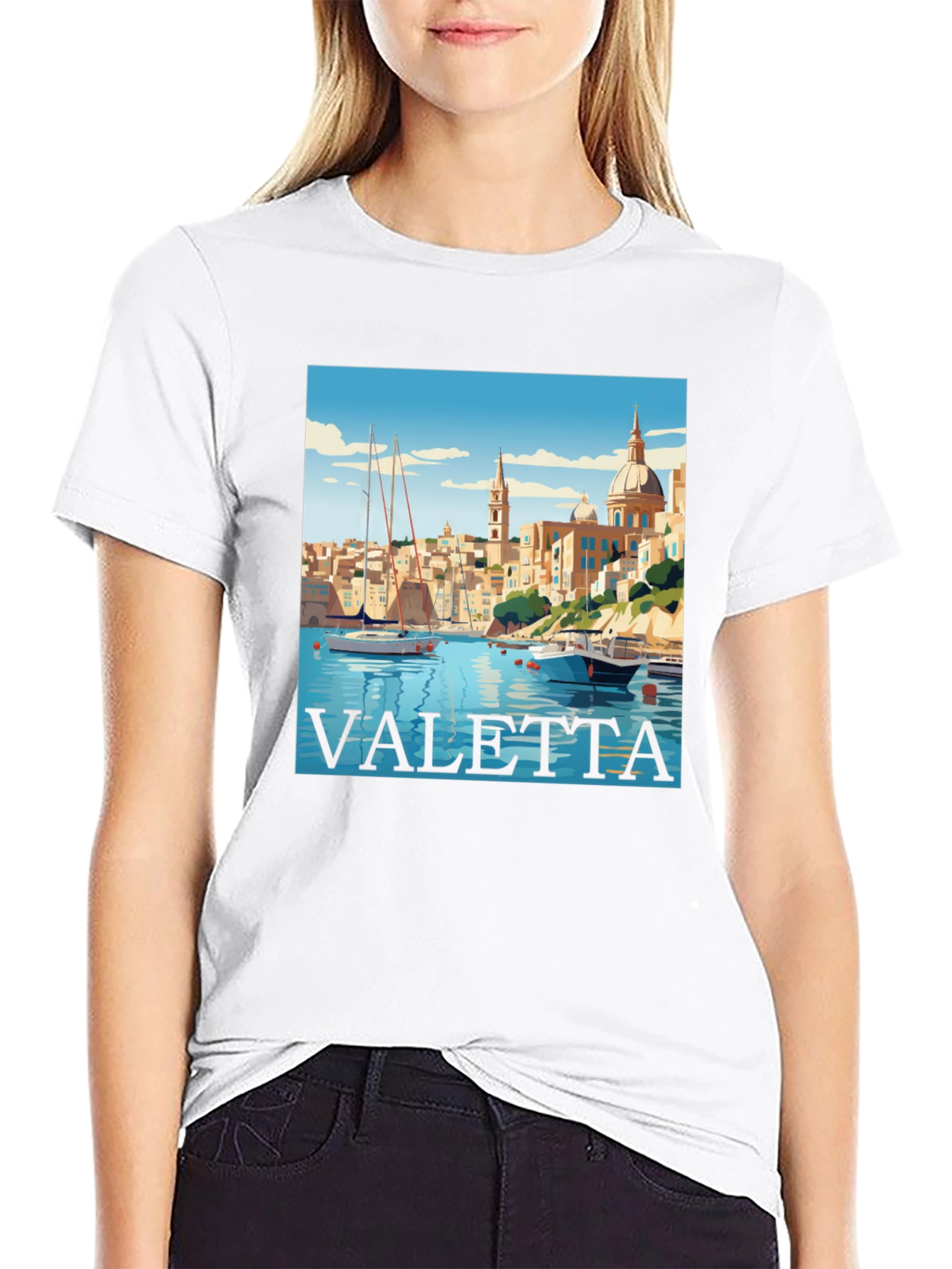 Valetta Malta Graphic T-Shirt - Black
