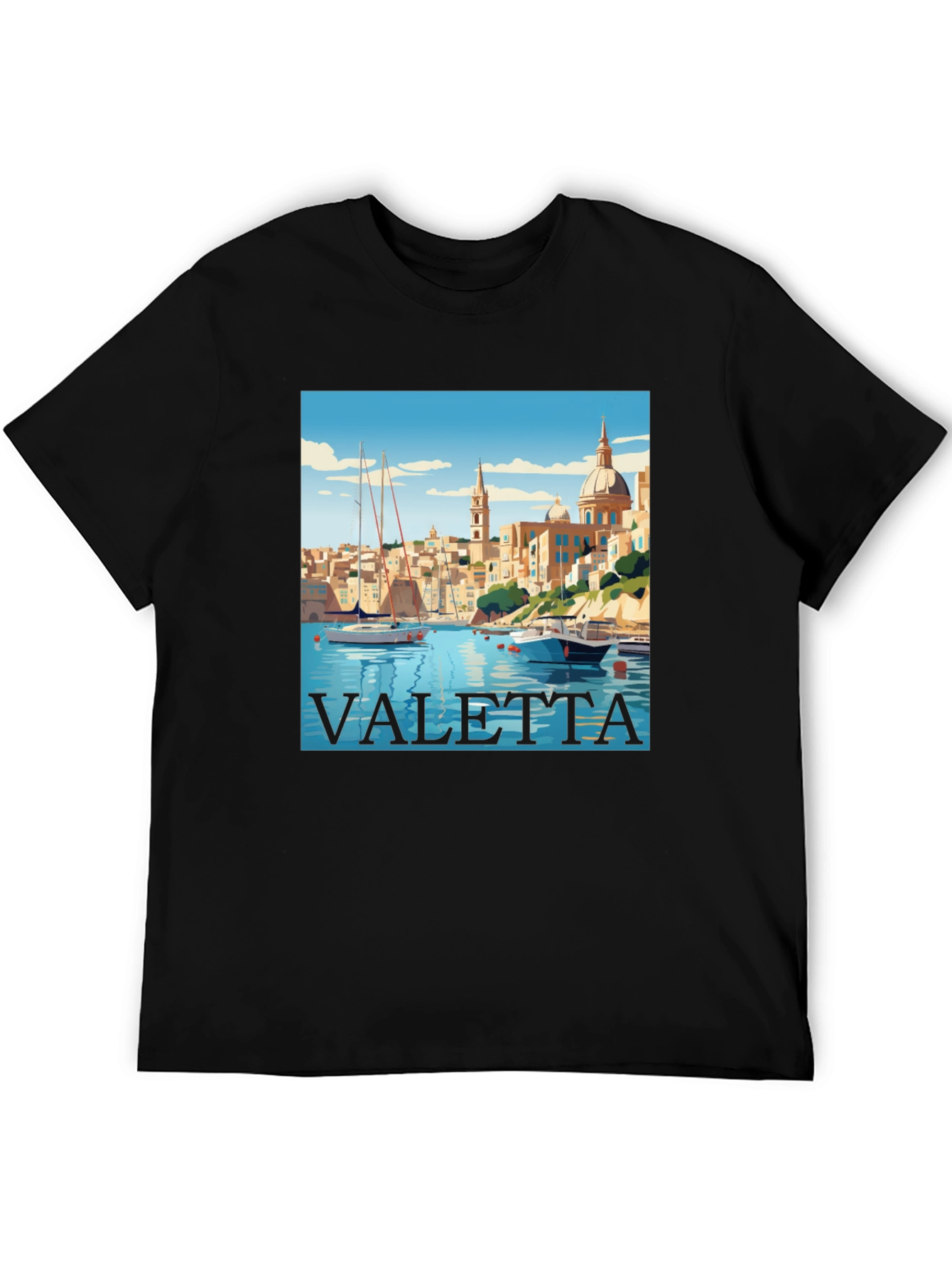 Valetta Malta Graphic T-Shirt - Black