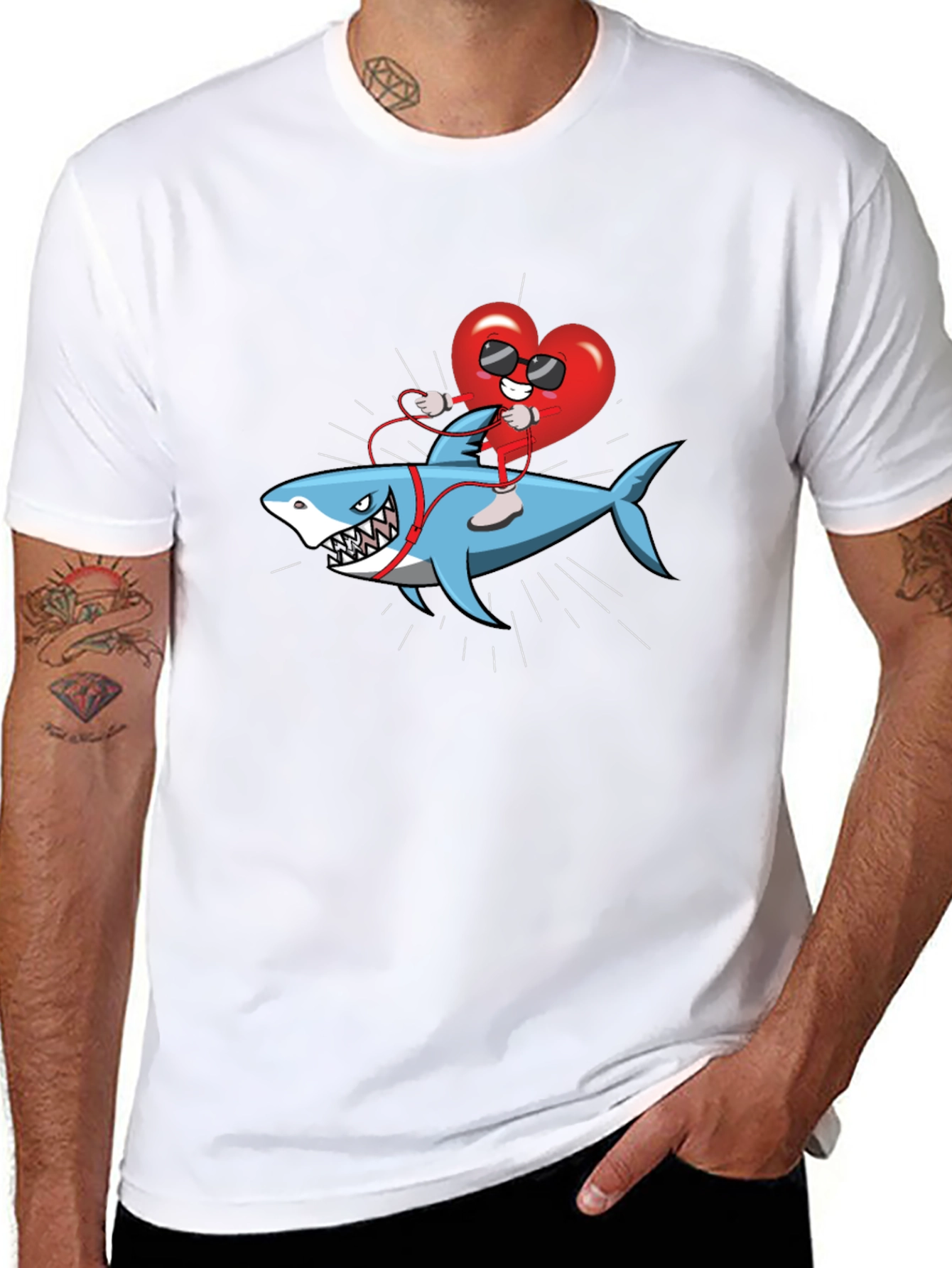 Heart Riding Shark Graphic Tee