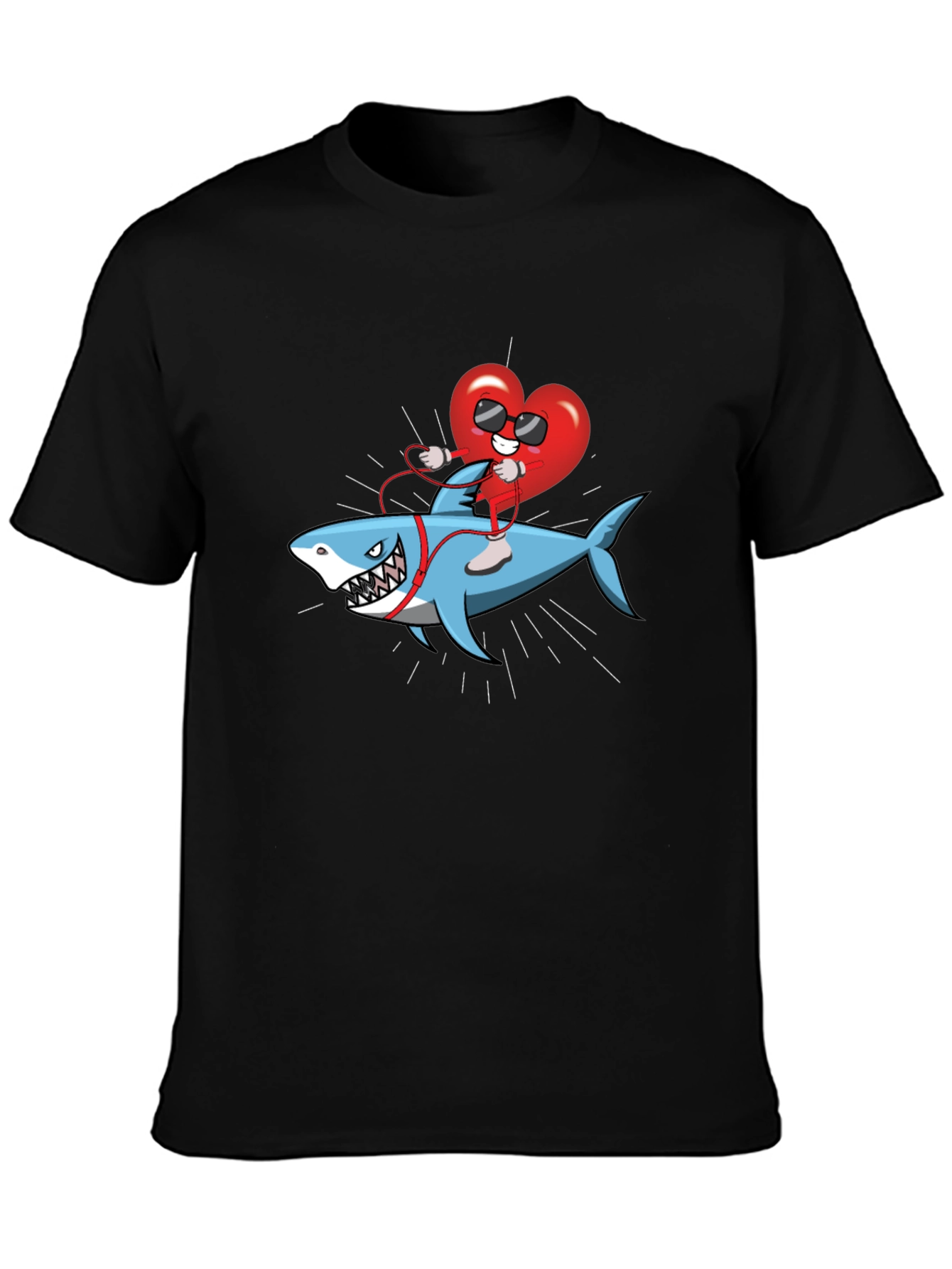 Heart Riding Shark Graphic Tee