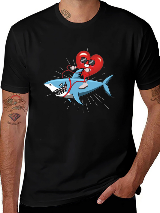 Heart Riding Shark Graphic Tee