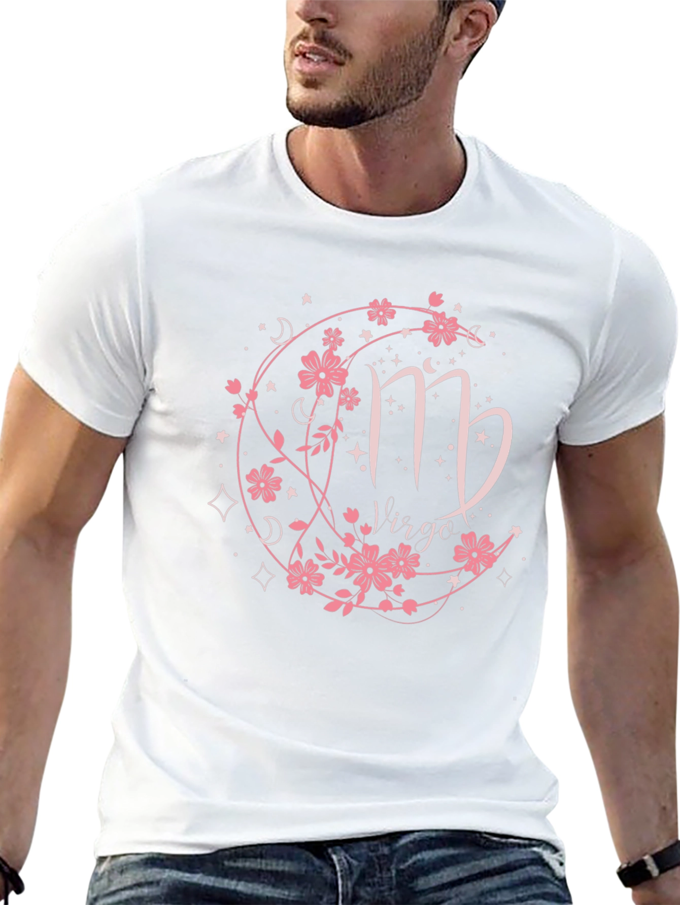 Virgo Zodiac Flower Black T-Shirt