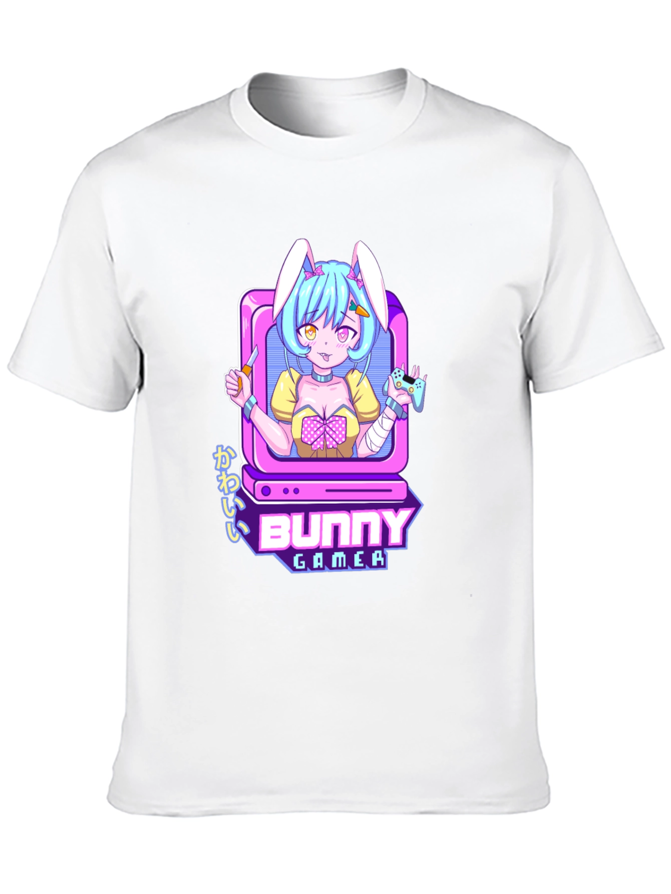 Bunny Gamer Black T-Shirt - Anime Style