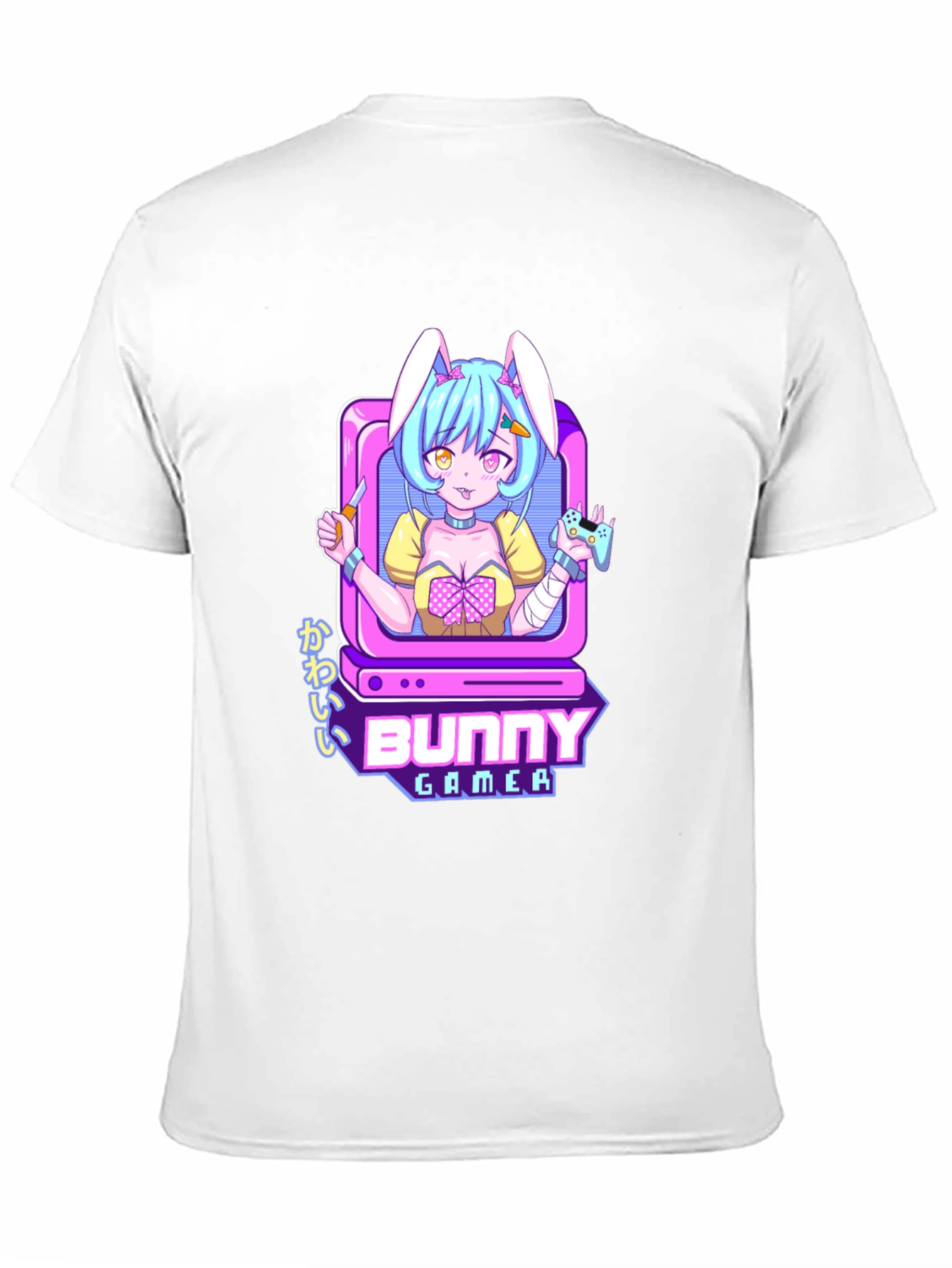 Bunny Gamer Black T-Shirt - Anime Style