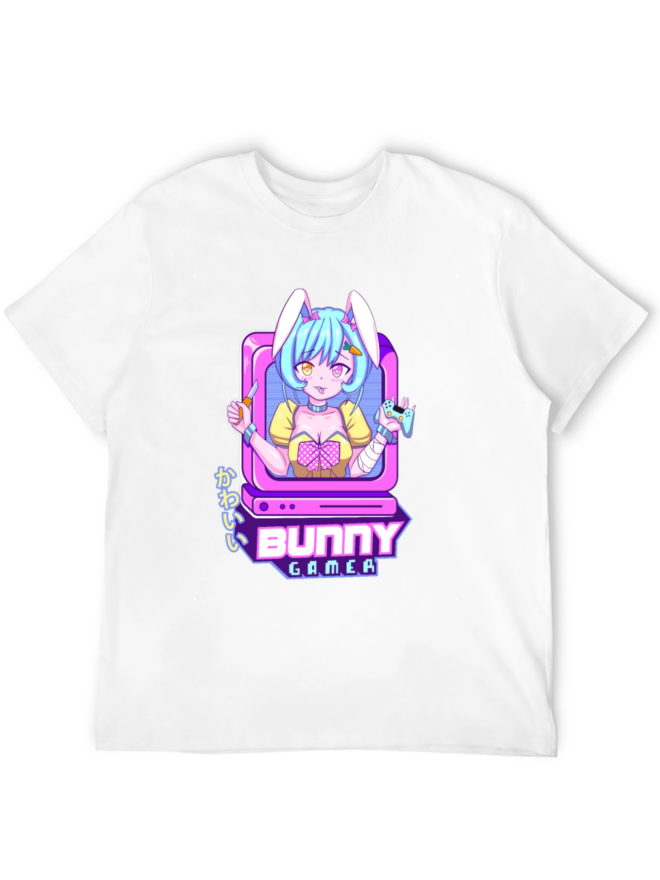 Bunny Gamer Black T-Shirt - Anime Style