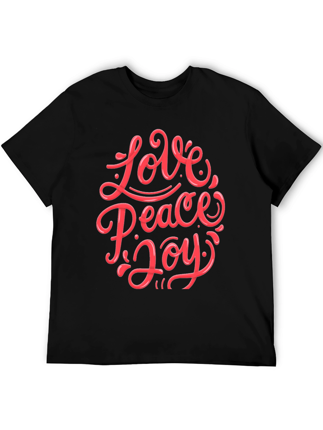 Love Peace Joy Graphic Tee - Black Cotton T-Shirt