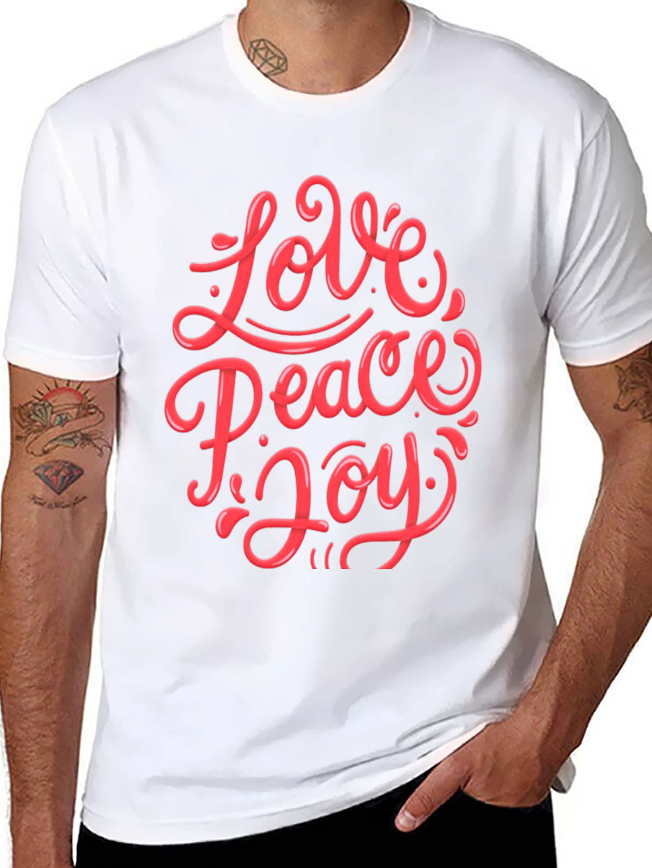 Love Peace Joy Graphic Tee - Black Cotton T-Shirt