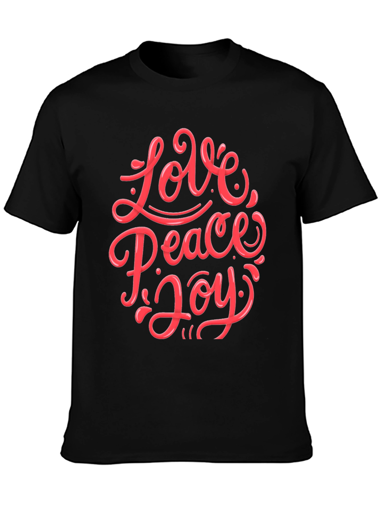 Love Peace Joy Graphic Tee - Black Cotton T-Shirt