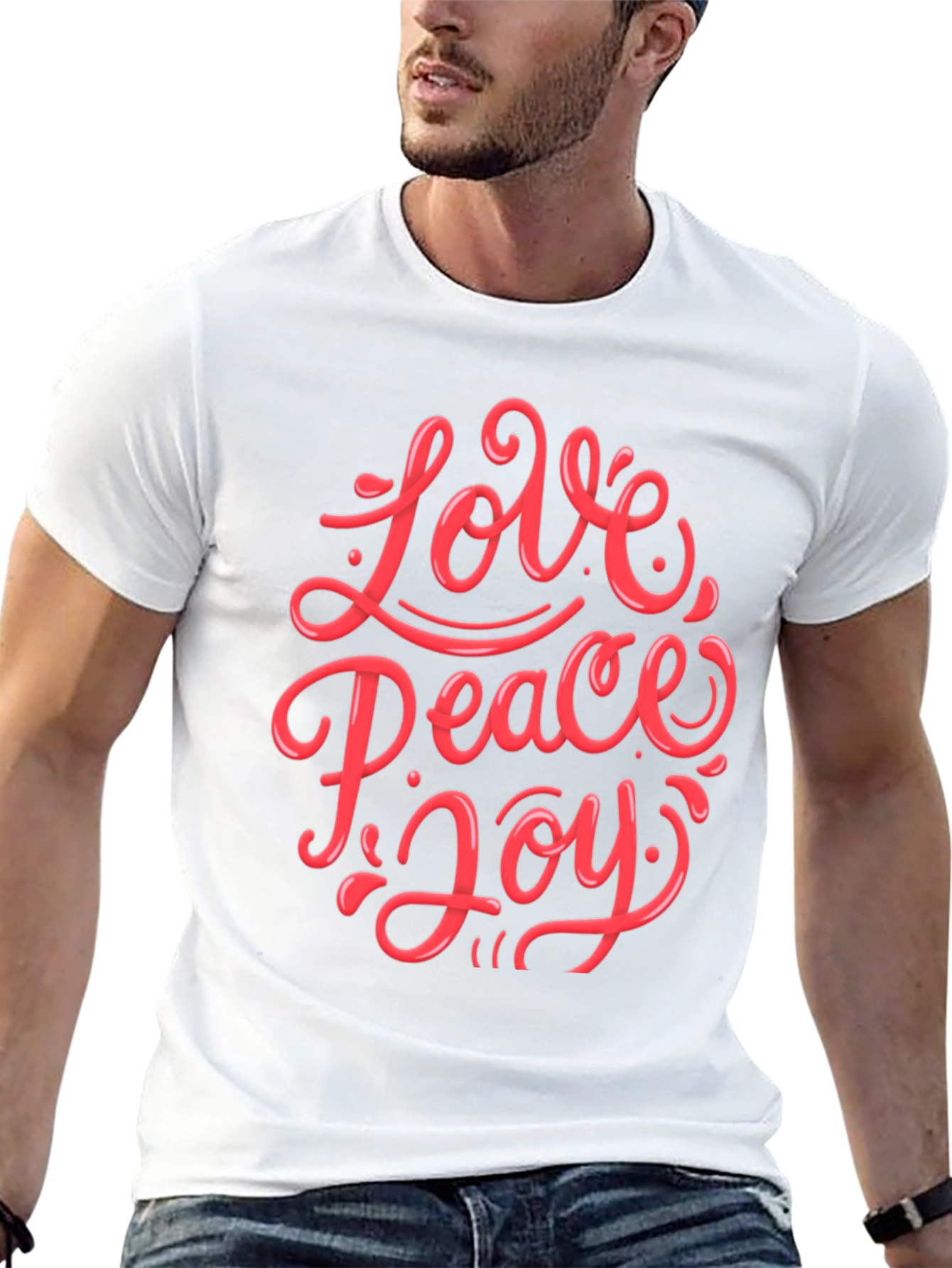 Love Peace Joy Graphic Tee - Black Cotton T-Shirt