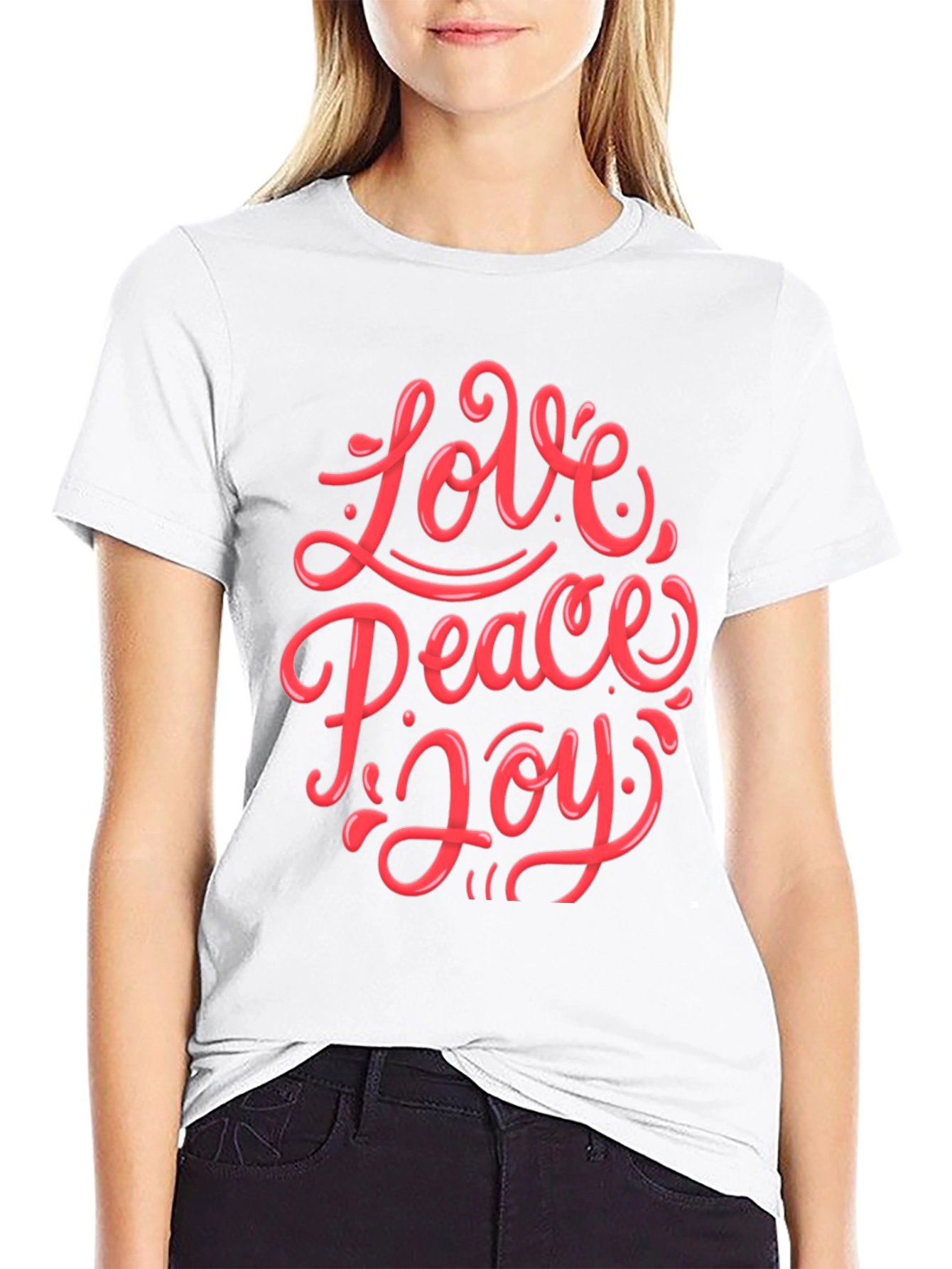 Love Peace Joy Graphic Tee - Black Cotton T-Shirt