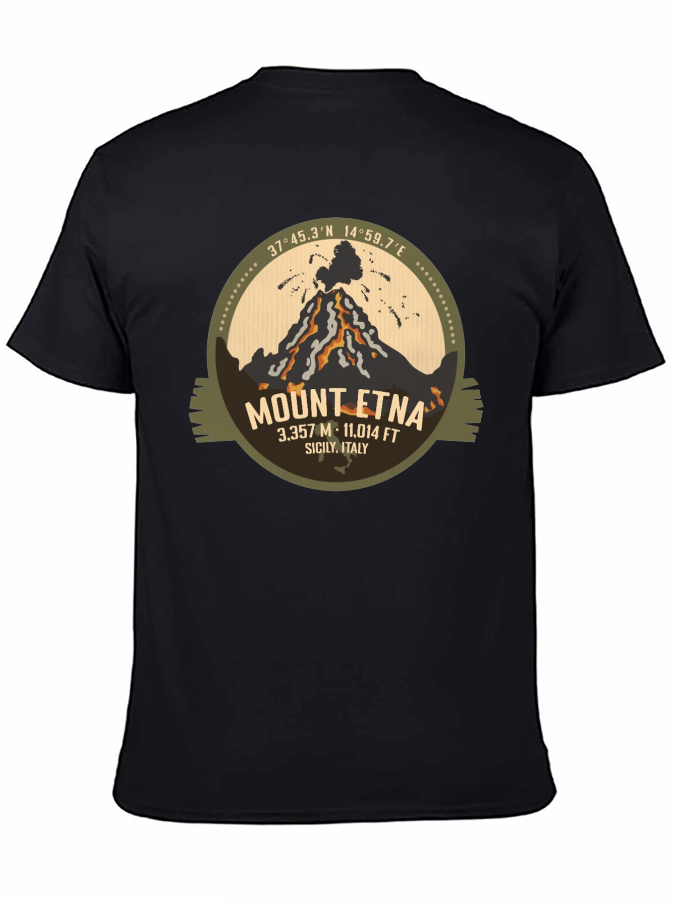 Mount Etna Graphic Tee - Black Short Sleeve