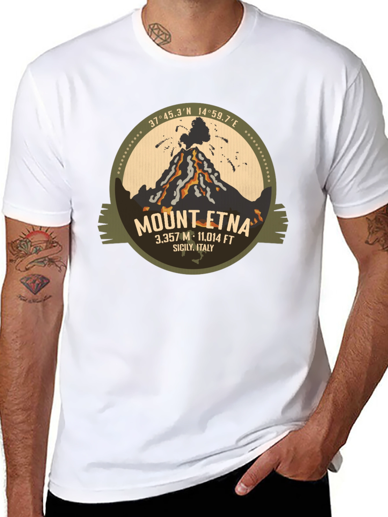 Mount Etna Graphic Tee - Black Short Sleeve