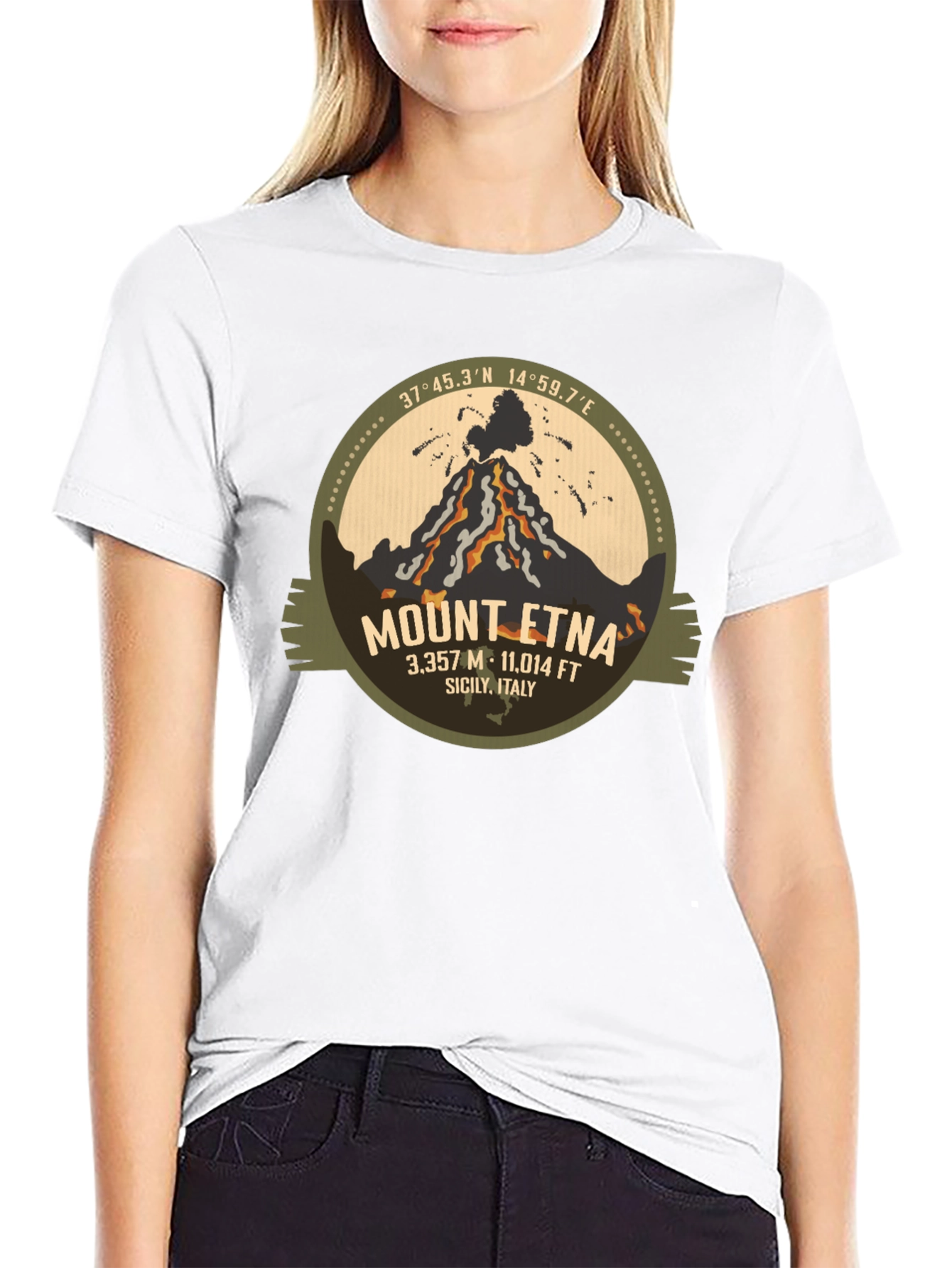 Mount Etna Graphic Tee - Black Short Sleeve