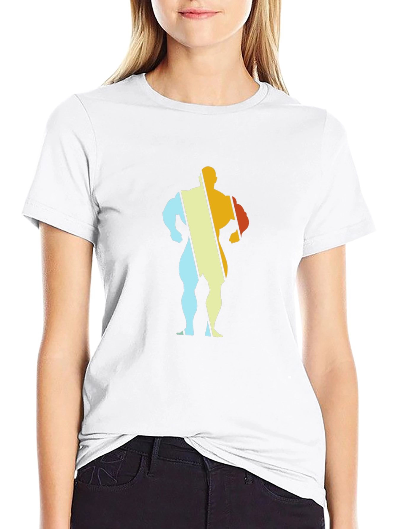 Retro Bodybuilder Graphic Tee - Black Cotton T-Shirt