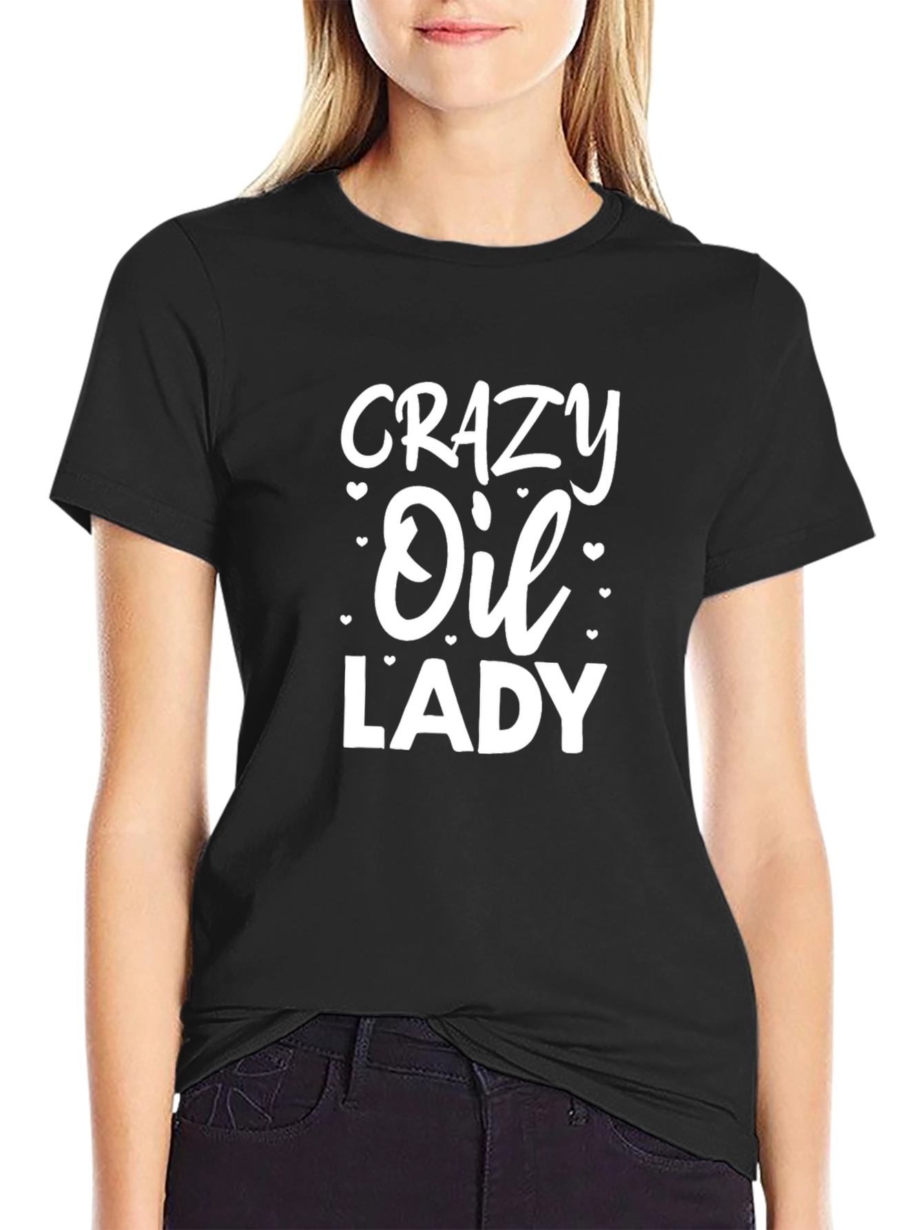 Crazy Oil Lady Graphic T-Shirt - Unisex Black Tee