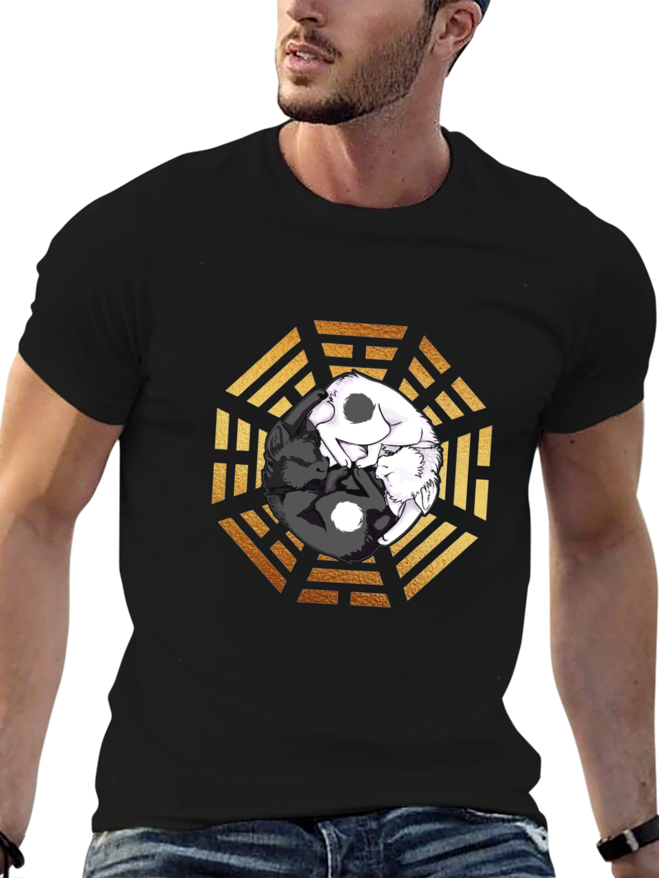 Yin Yang Cats Graphic T-Shirt