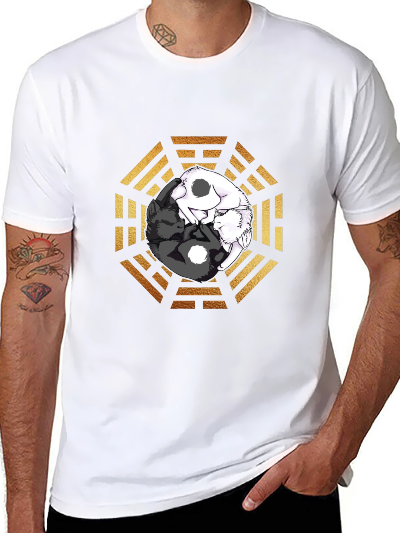 Yin Yang Cats Graphic T-Shirt