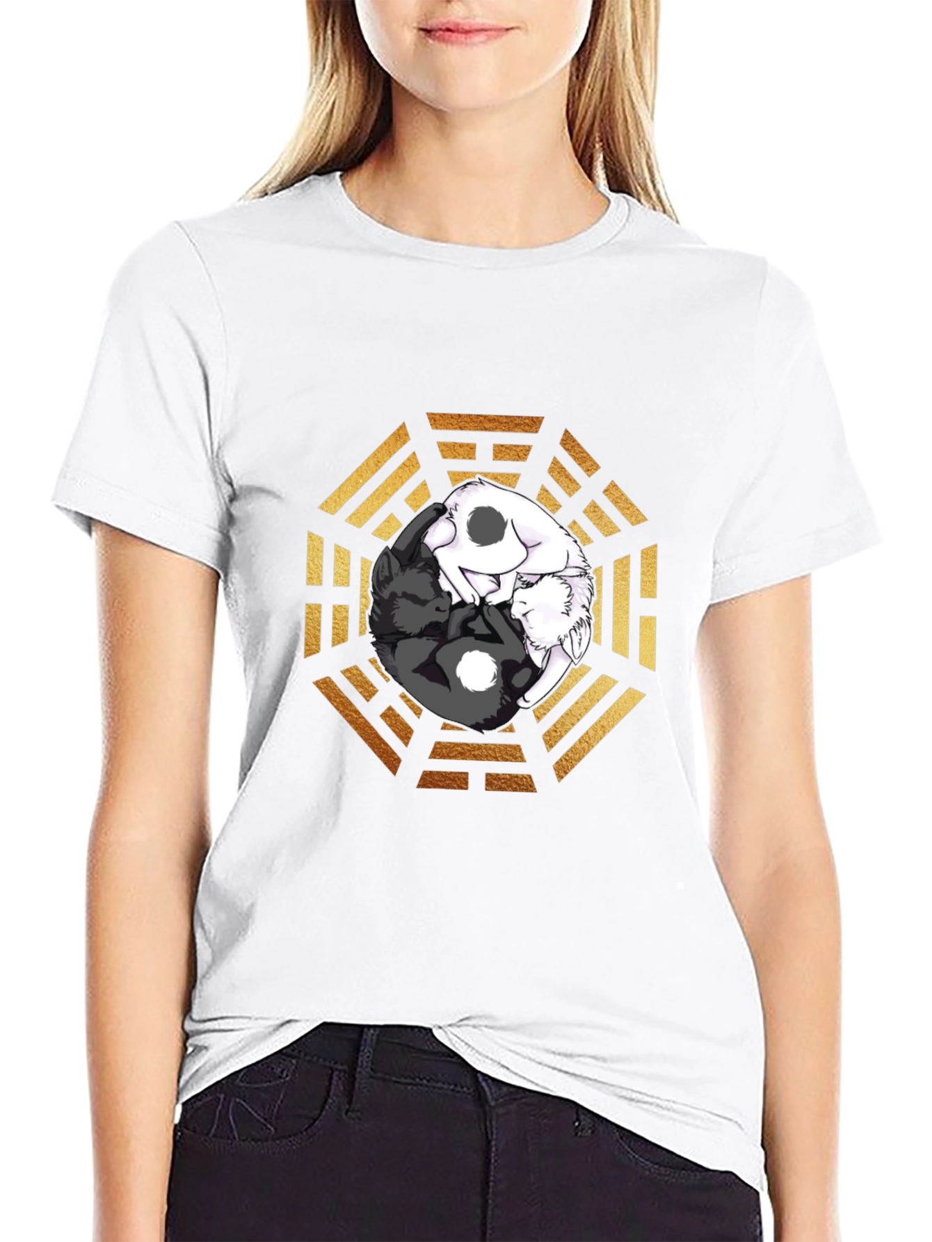 Yin Yang Cats Graphic T-Shirt