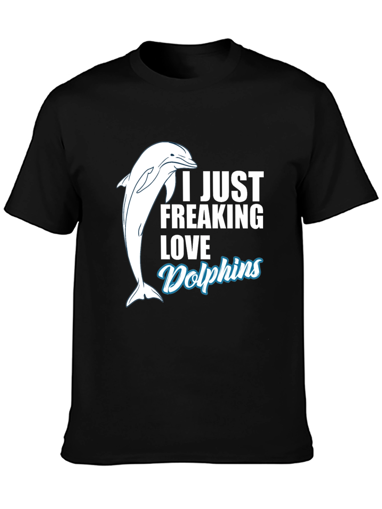 I Love Dolphins Black T-Shirt - Marine Animal Tee