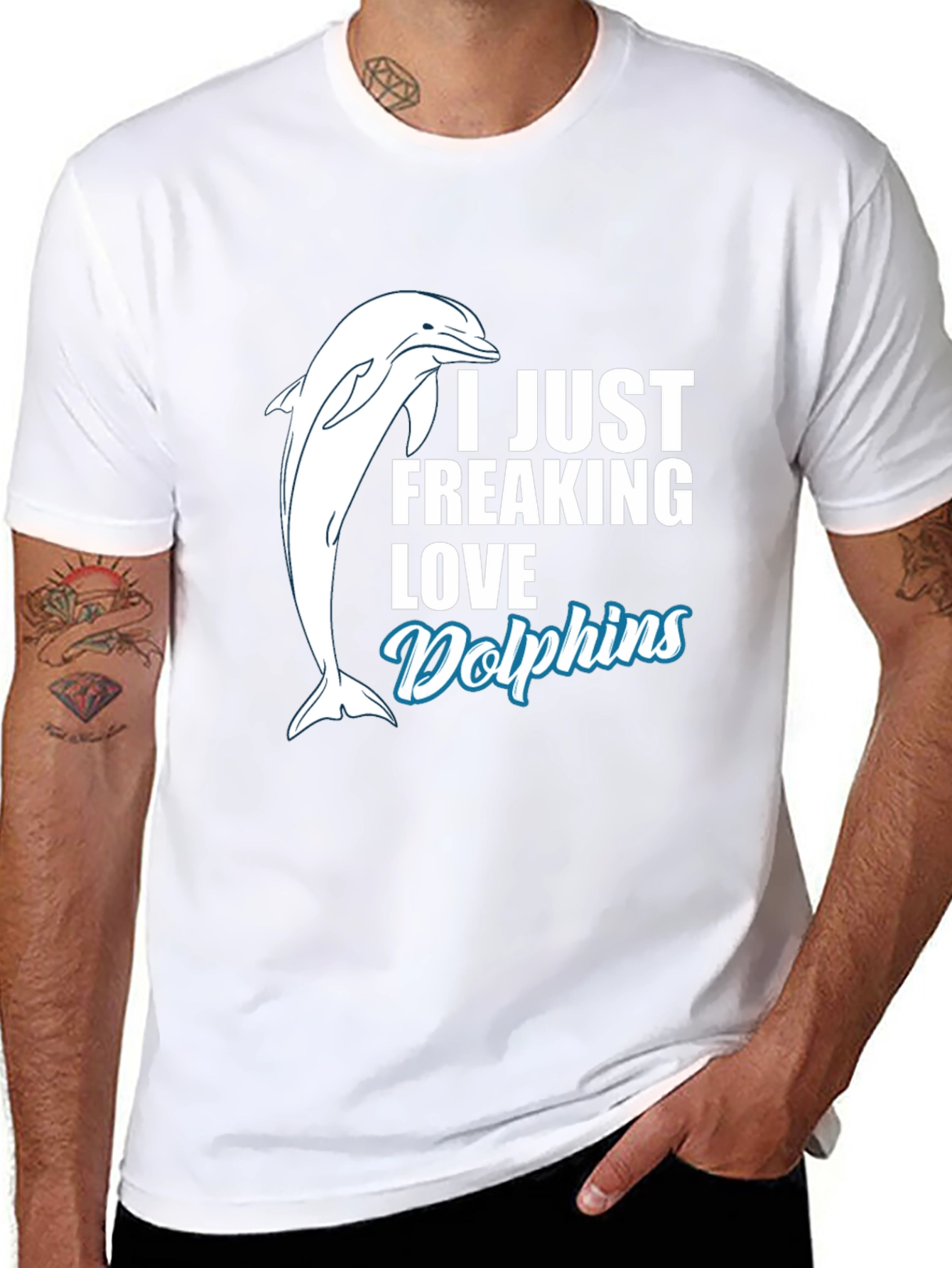 I Love Dolphins Black T-Shirt - Marine Animal Tee