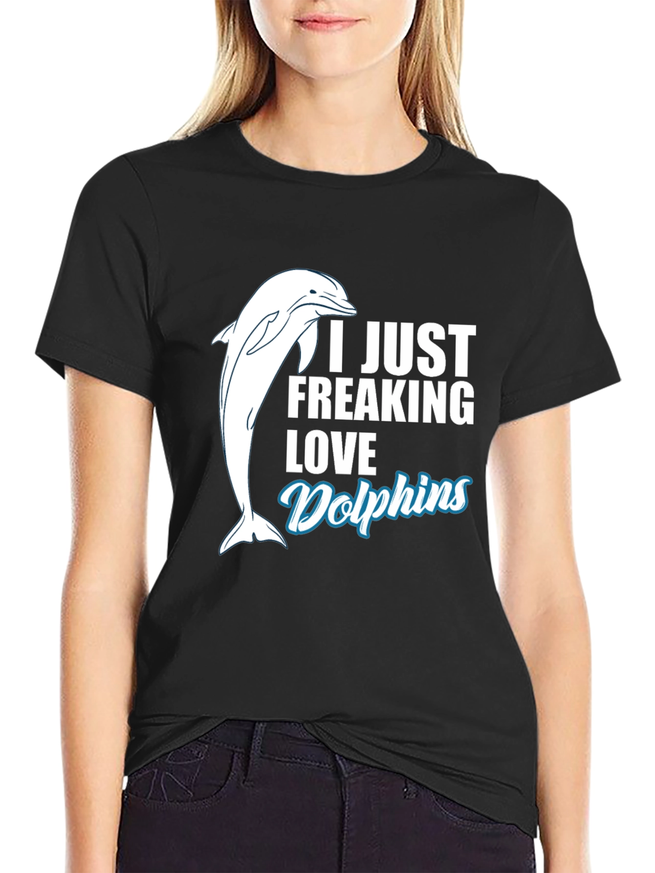 I Love Dolphins Black T-Shirt - Marine Animal Tee