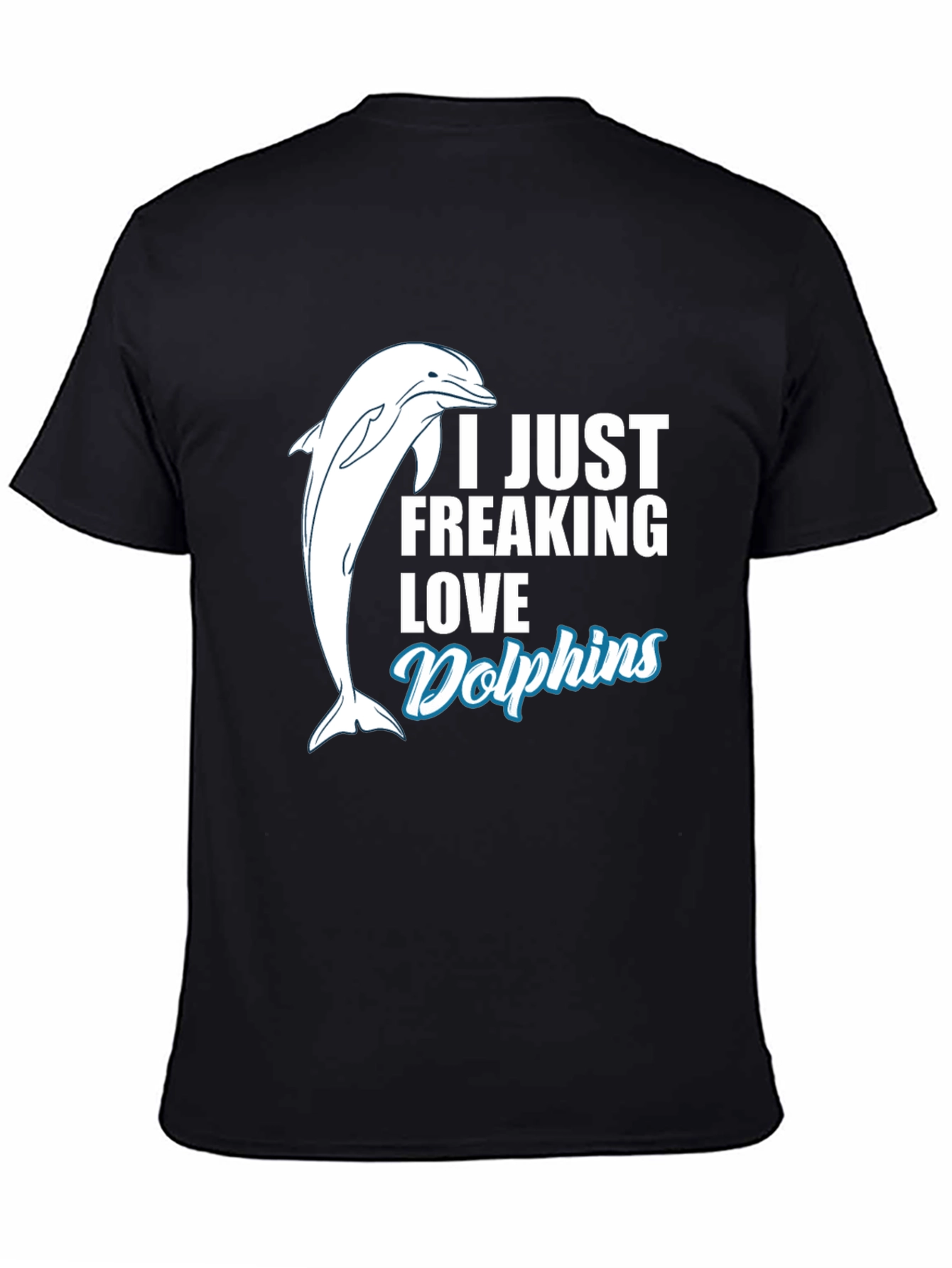 I Love Dolphins Black T-Shirt - Marine Animal Tee