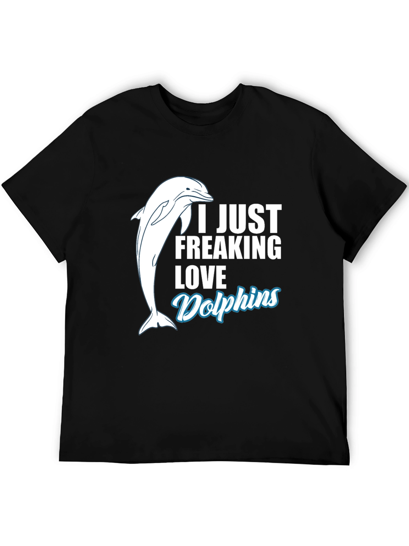 I Love Dolphins Black T-Shirt - Marine Animal Tee