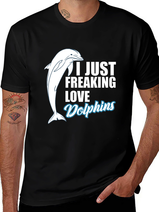 I Love Dolphins Black T-Shirt - Marine Animal Tee