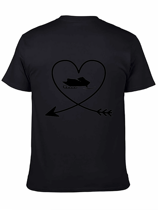 Snowmobile Heart Arrow Black Graphic Tee