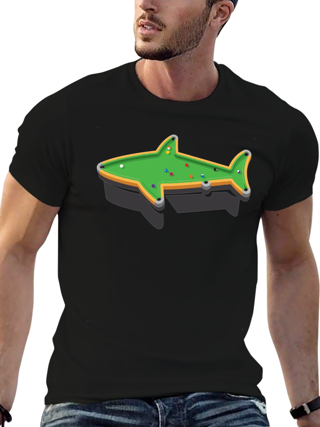 Shark Pool Table Graphic Tee - Unique Billiards Shirt