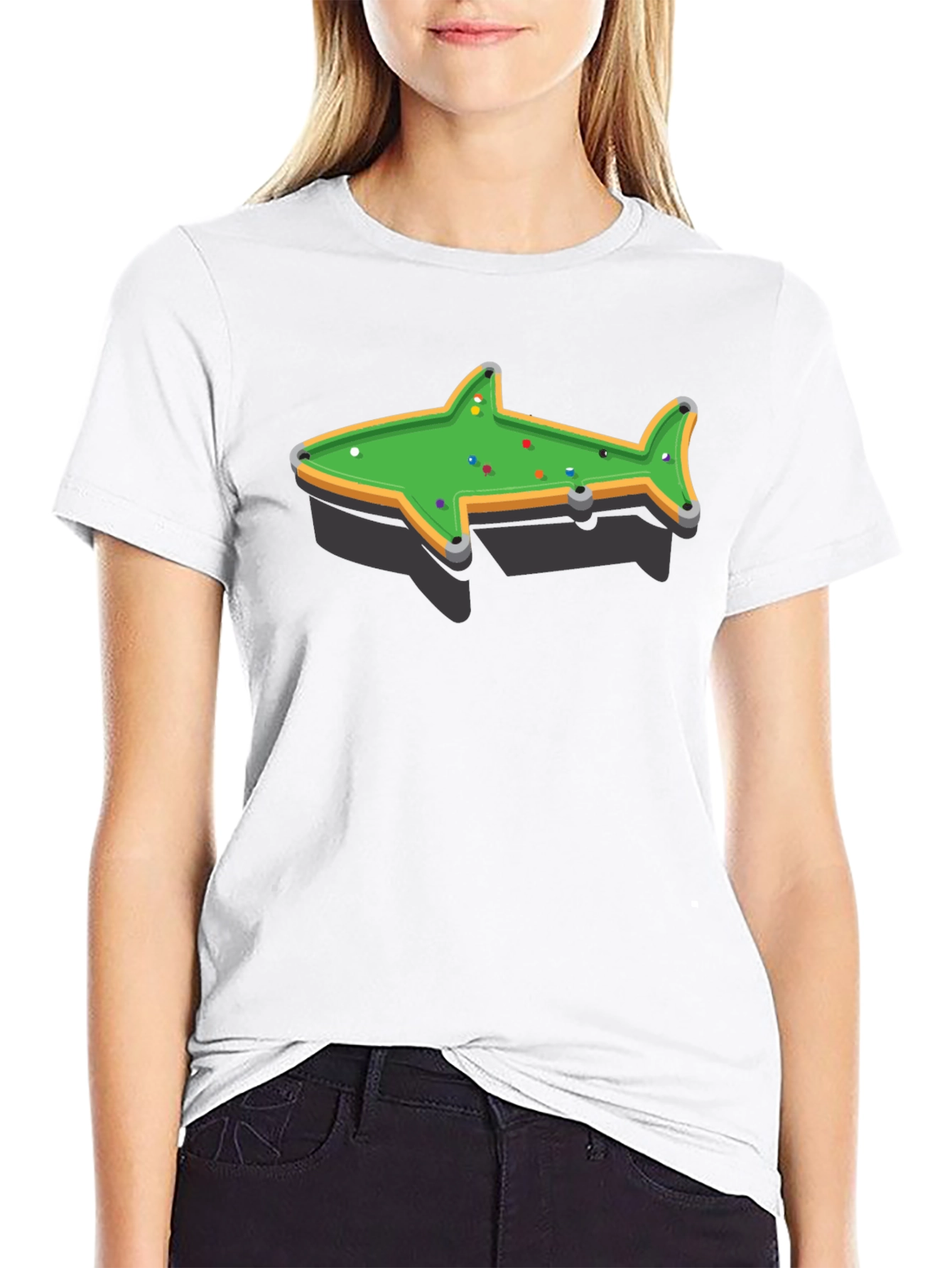 Shark Pool Table Graphic Tee - Unique Billiards Shirt