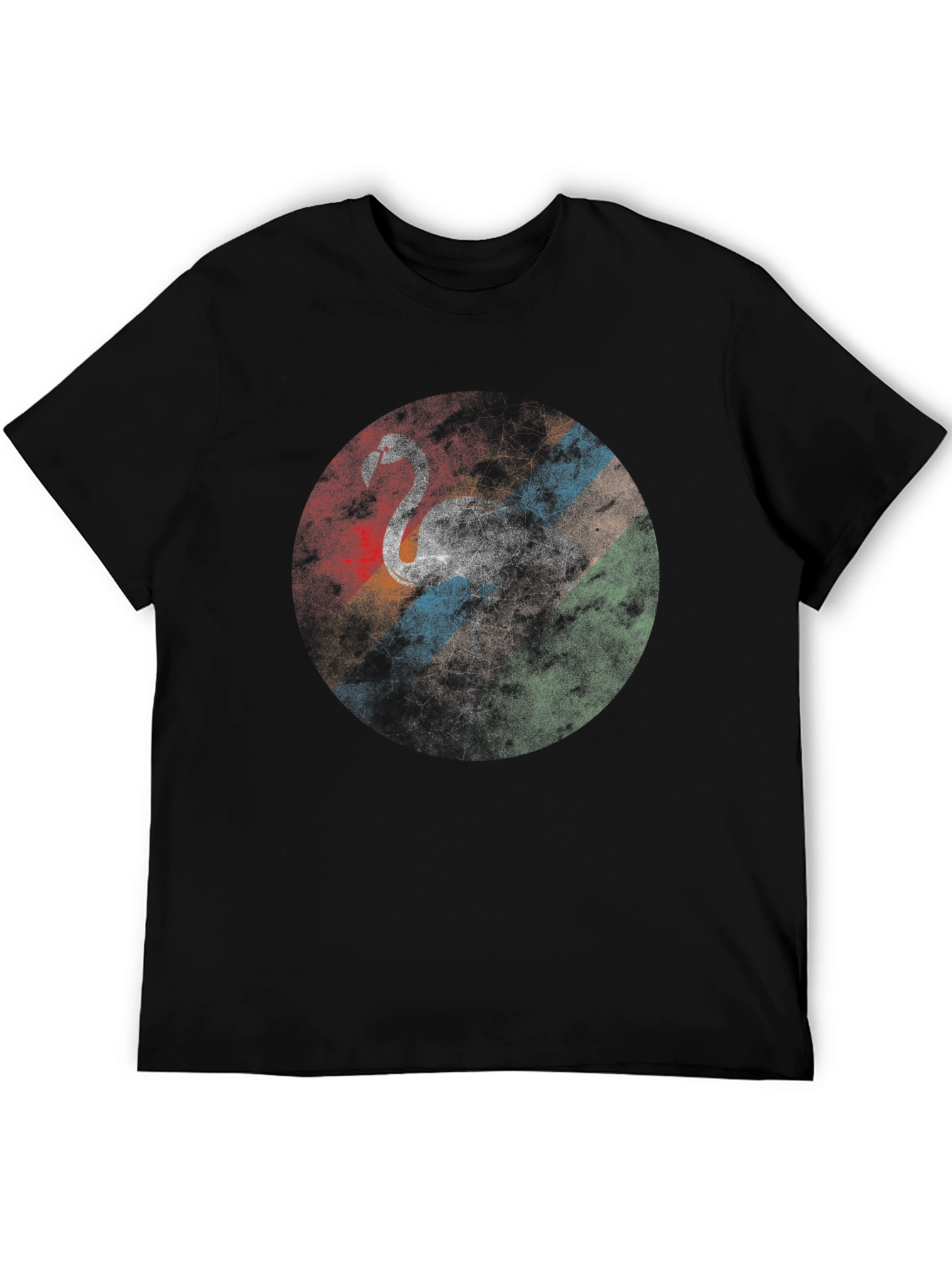 Retro Flamingo Graphic Tee - Casual Black T-Shirt