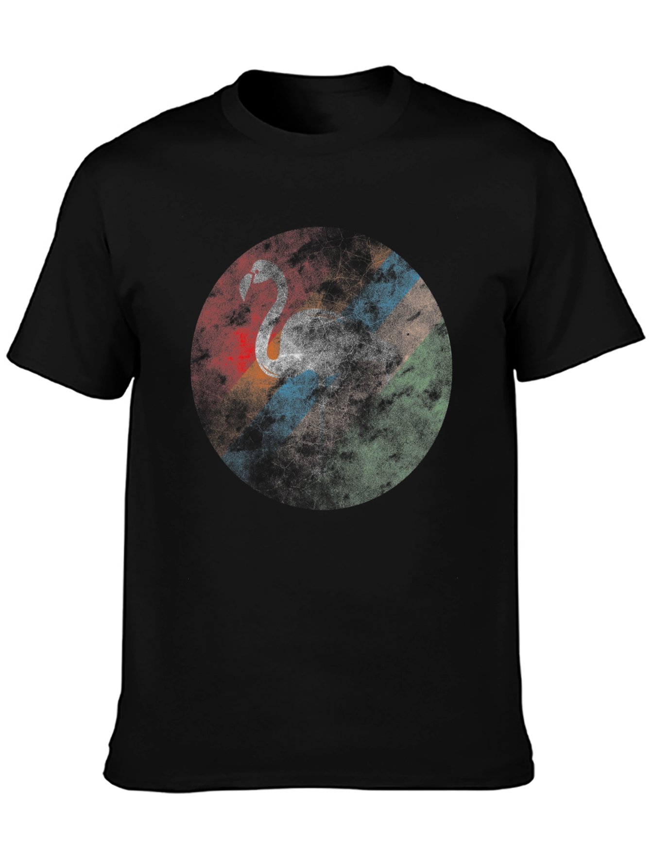 Retro Flamingo Graphic Tee - Casual Black T-Shirt