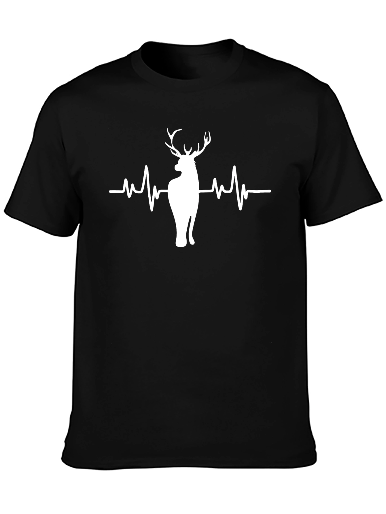 Deer Heartbeat Graphic Tee - Mens Black T-Shirt