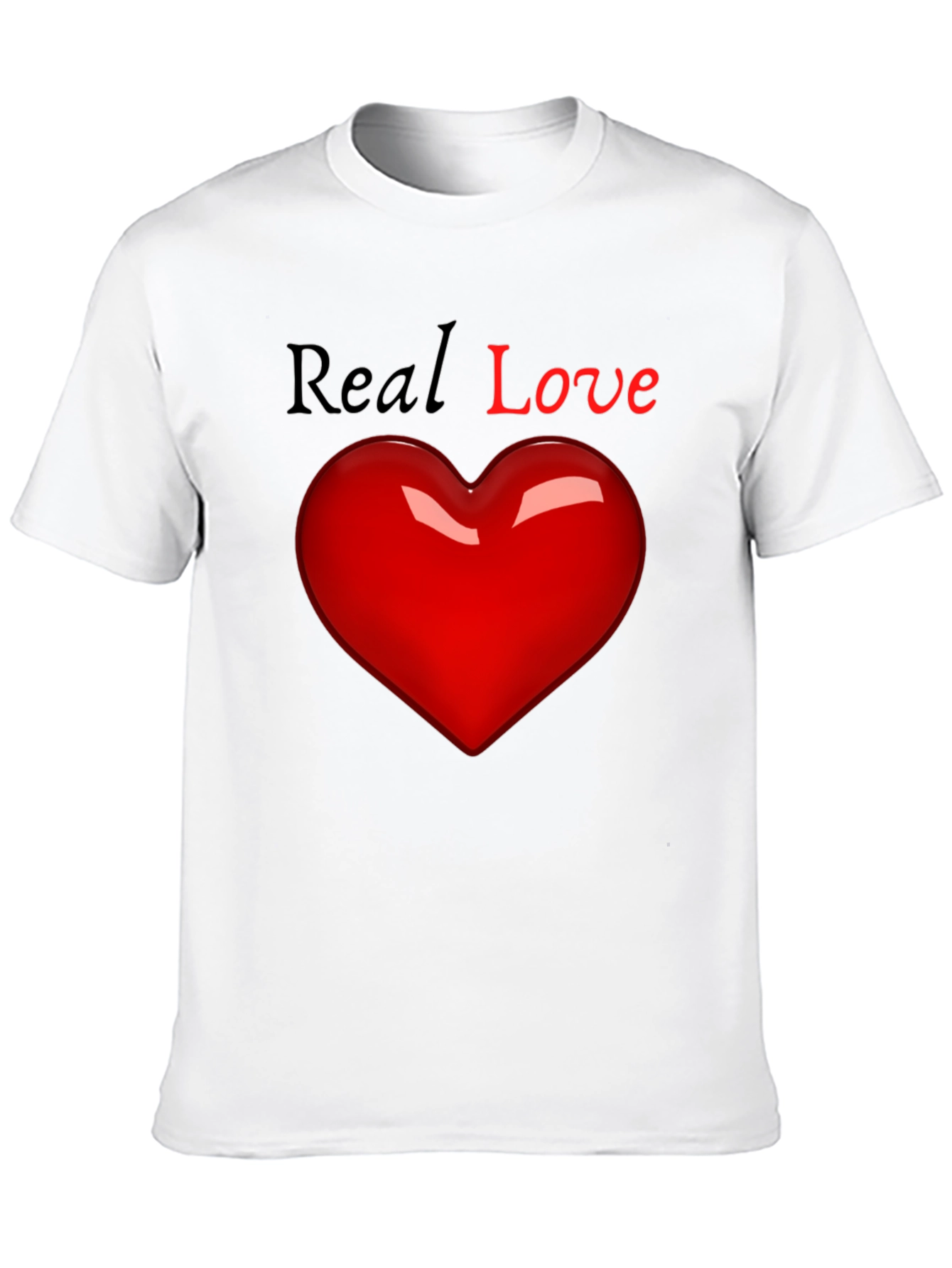 Real Love Black T-Shirt with Heart Graphic