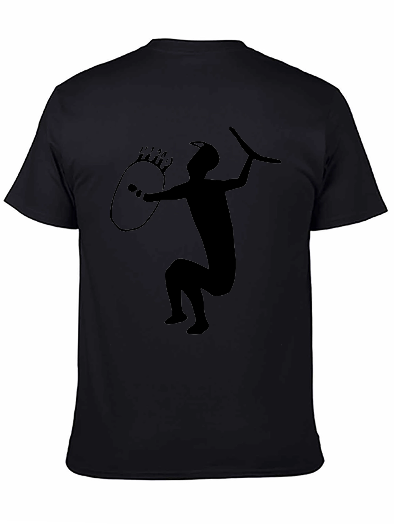 Tribal Warrior Graphic Tee - Black Cotton Blend