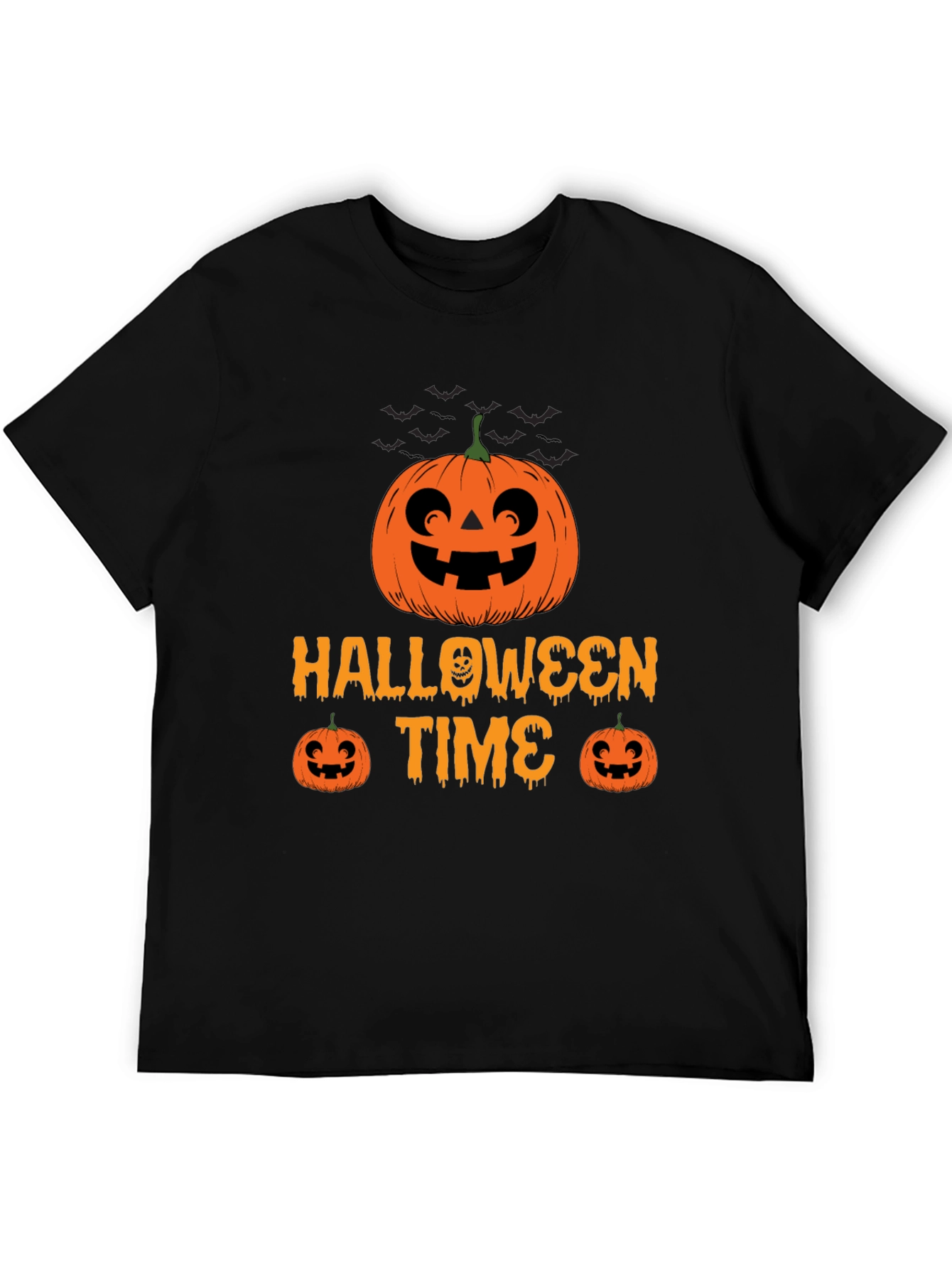 Halloween Time Black T-Shirt Pumpkin Graphic Tee