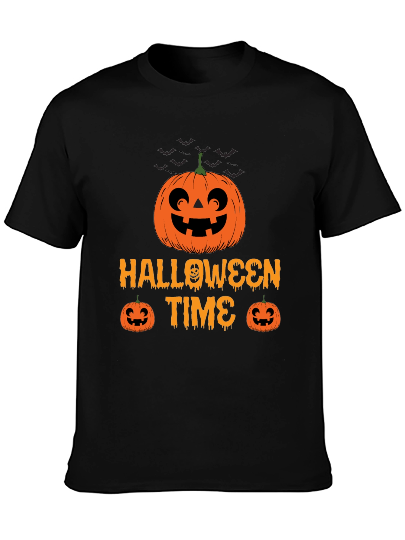 Halloween Time Black T-Shirt Pumpkin Graphic Tee