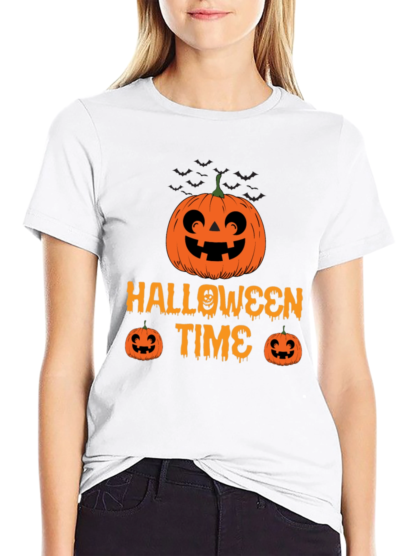 Halloween Time Black T-Shirt Pumpkin Graphic Tee