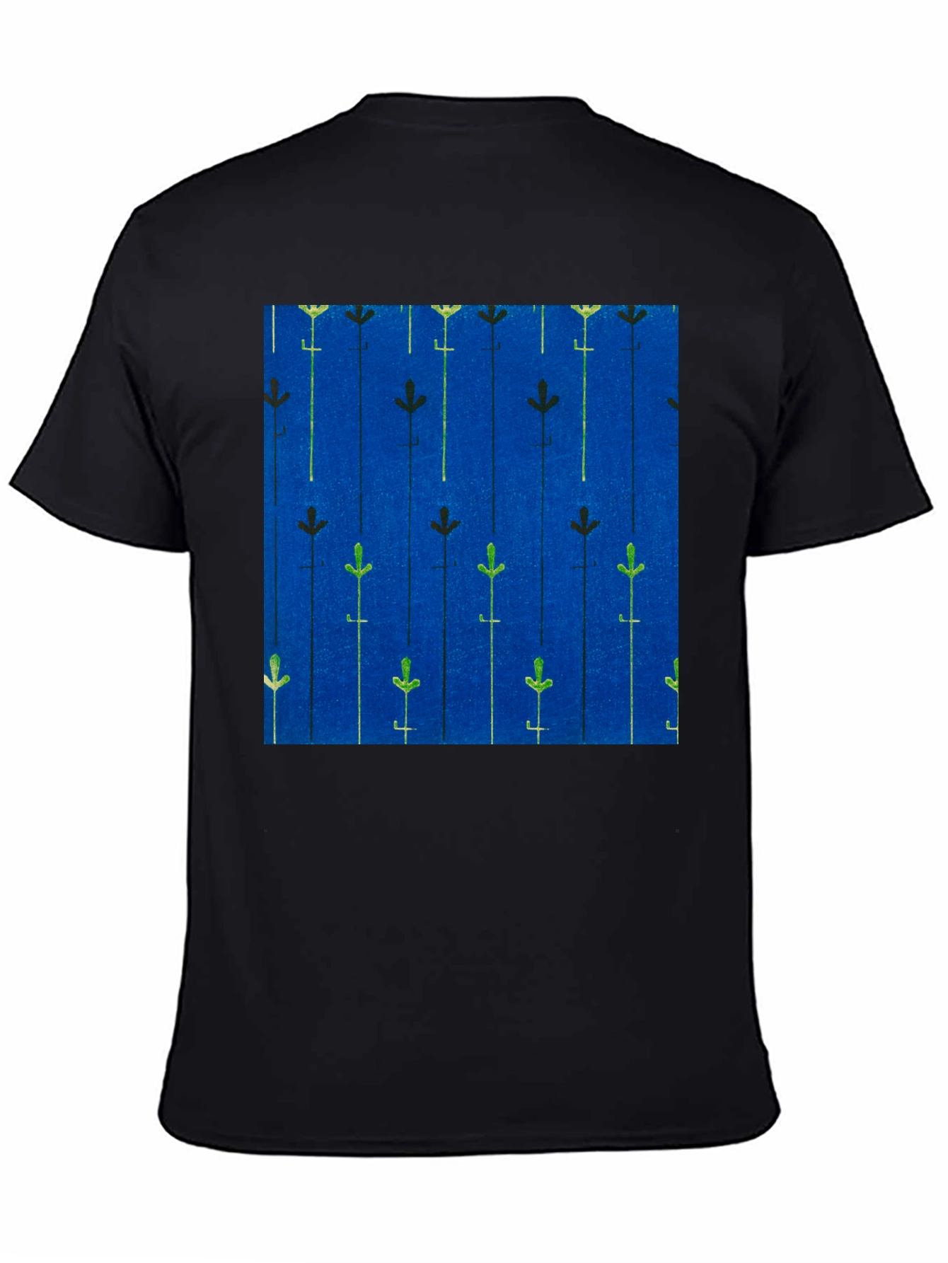 Blue Floral Patterned Mens T-shirt