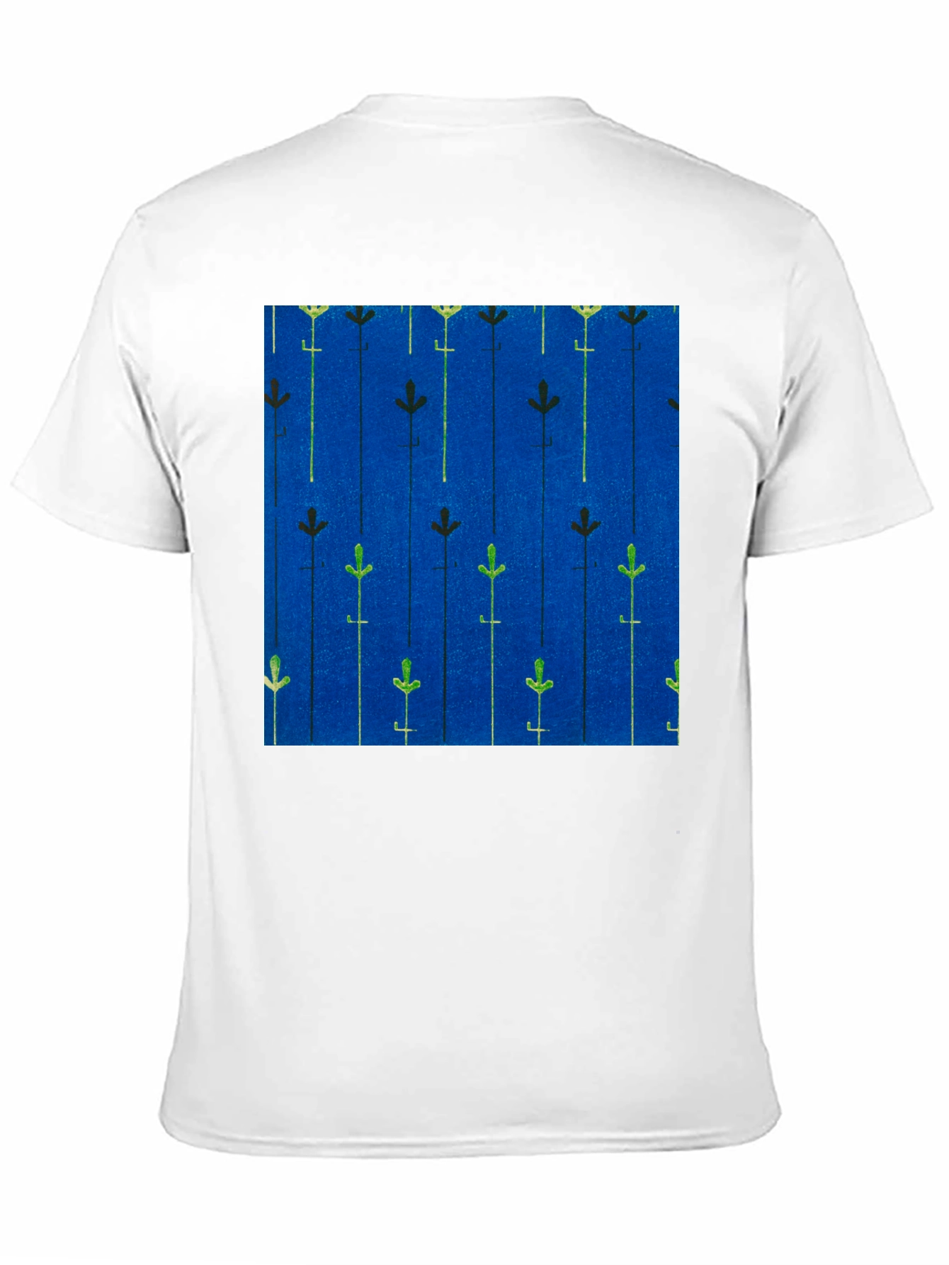 Blue Floral Patterned Mens T-shirt